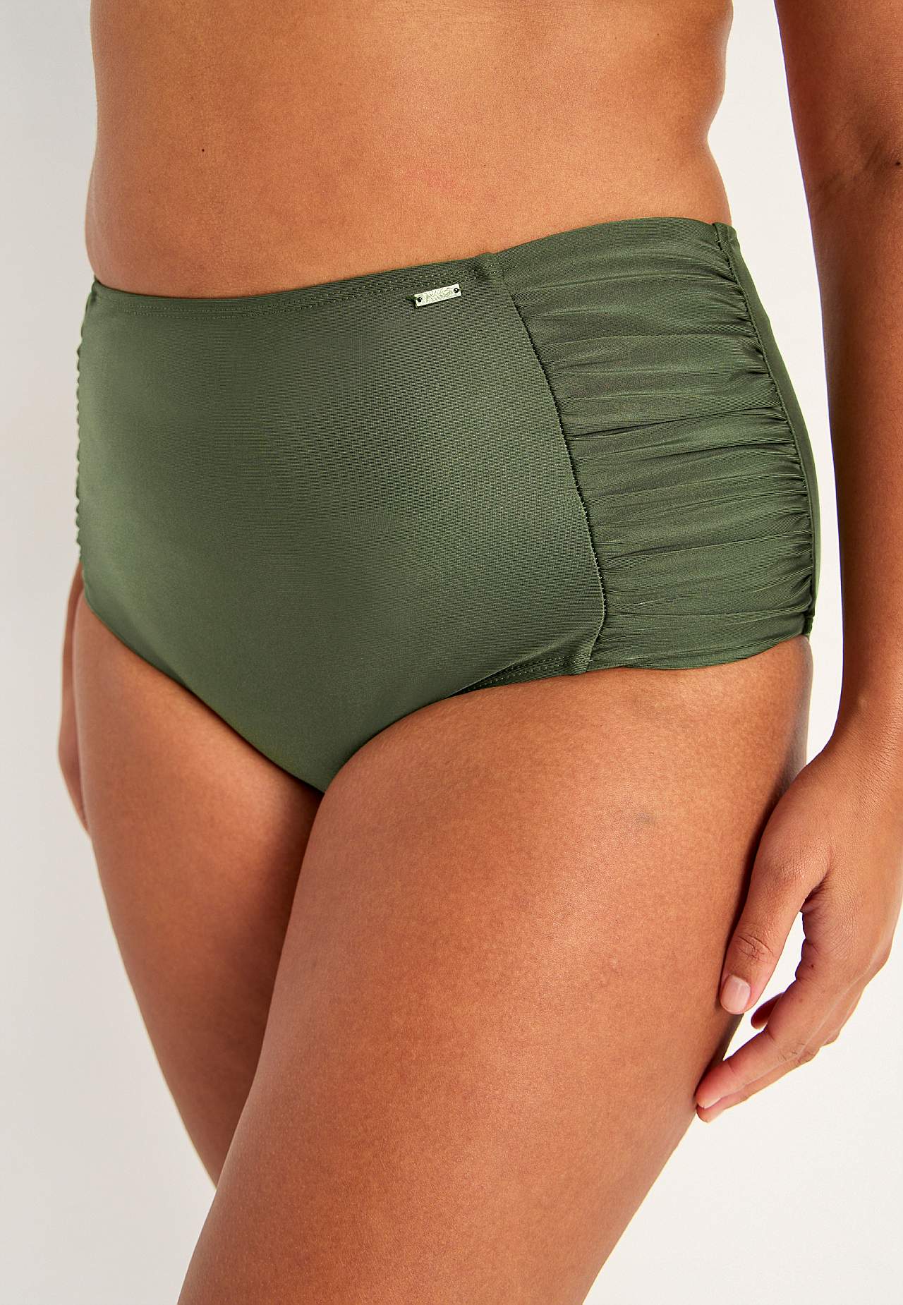 Einfarbiger Bikini-Unterteil mit hohem Bund