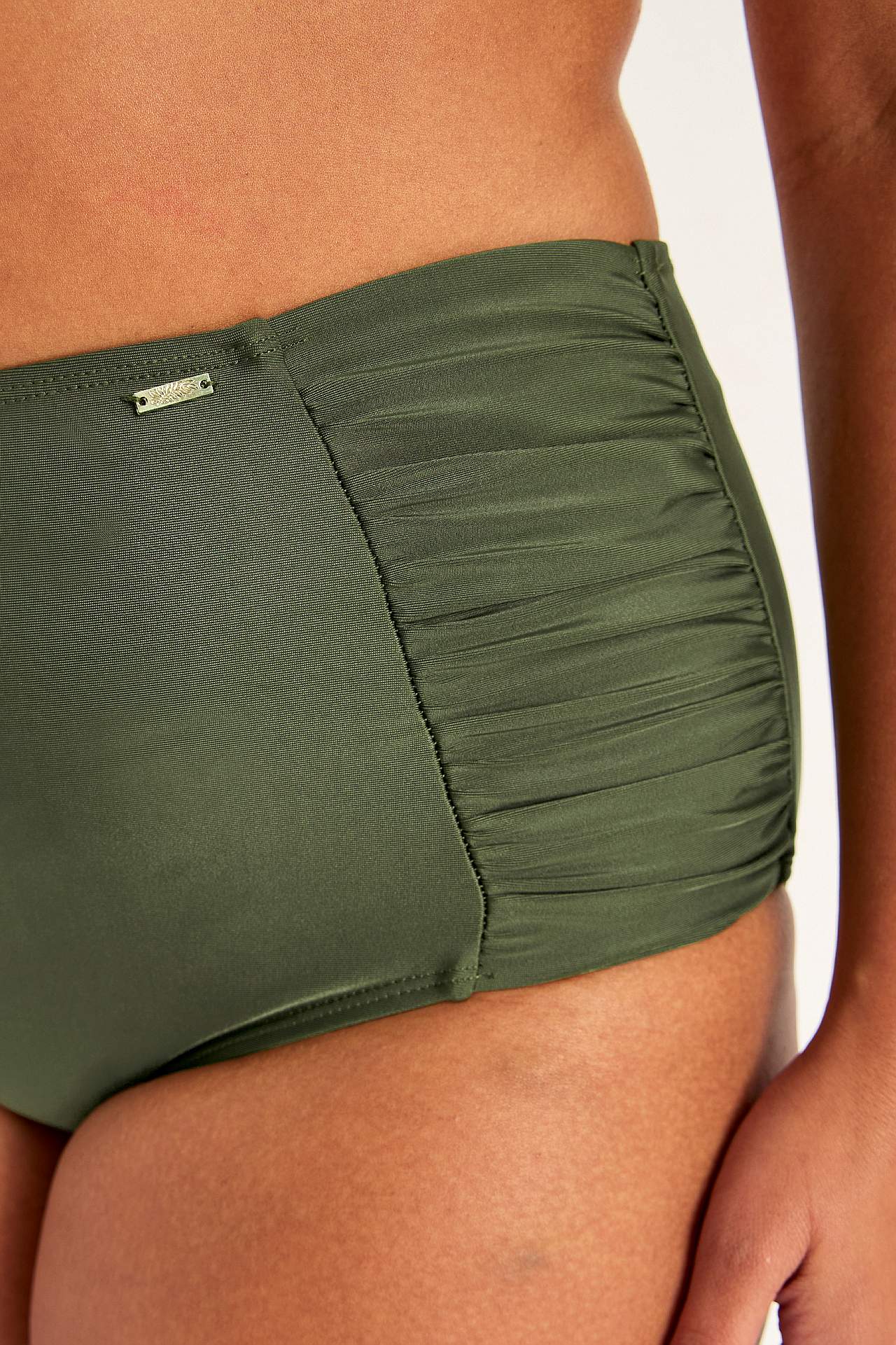 Einfarbiger Bikini-Unterteil mit hohem Bund