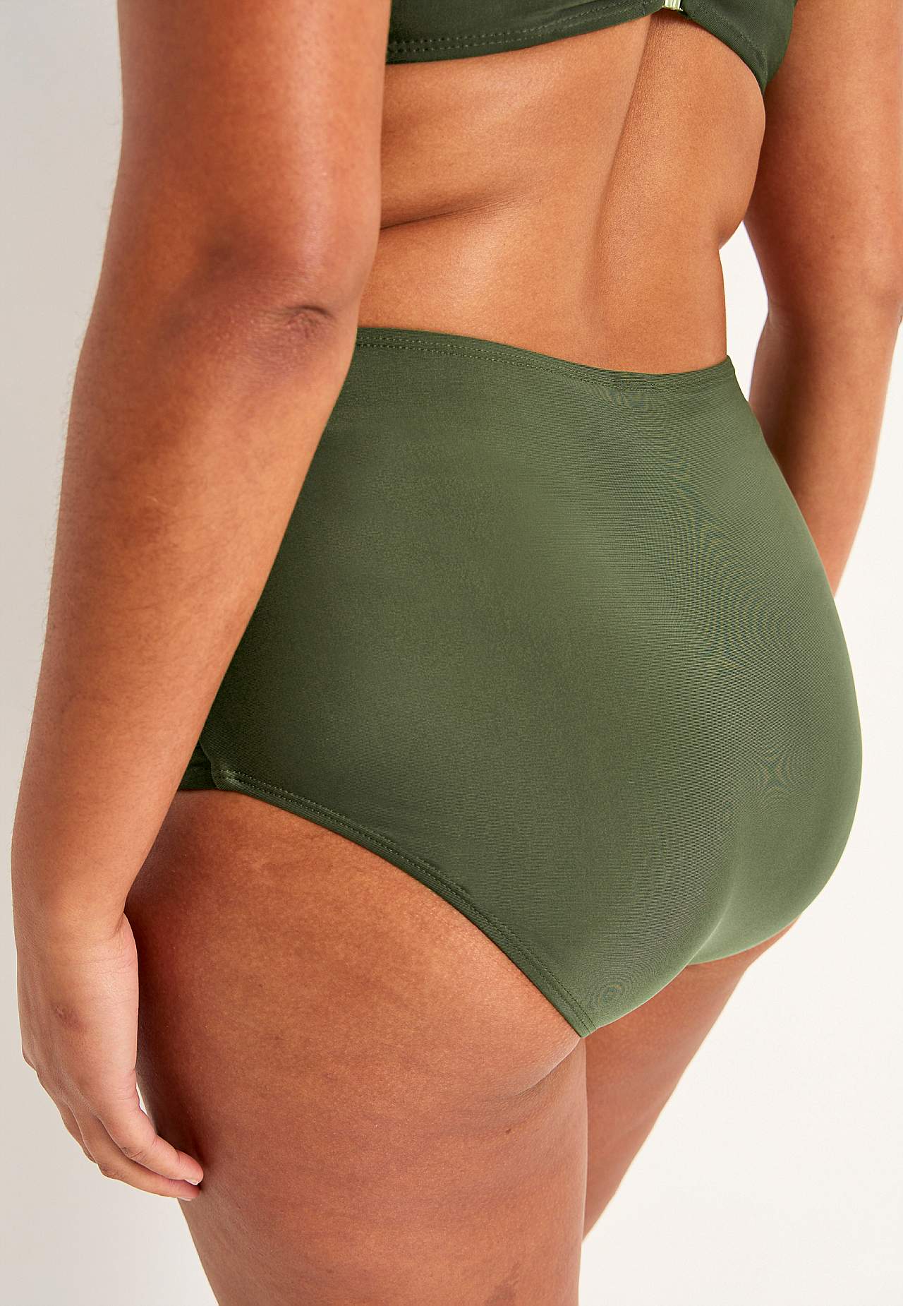 Einfarbiger Bikini-Unterteil mit hohem Bund