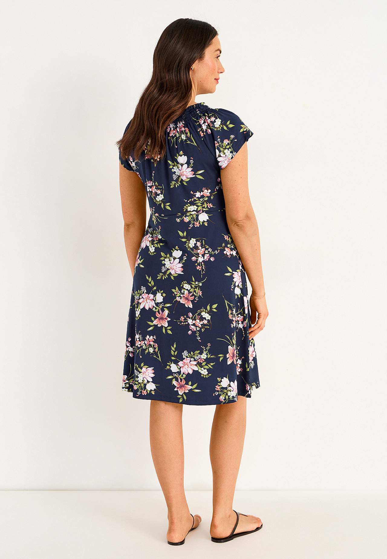 Jerseykleid mit einem Blumen-Muster