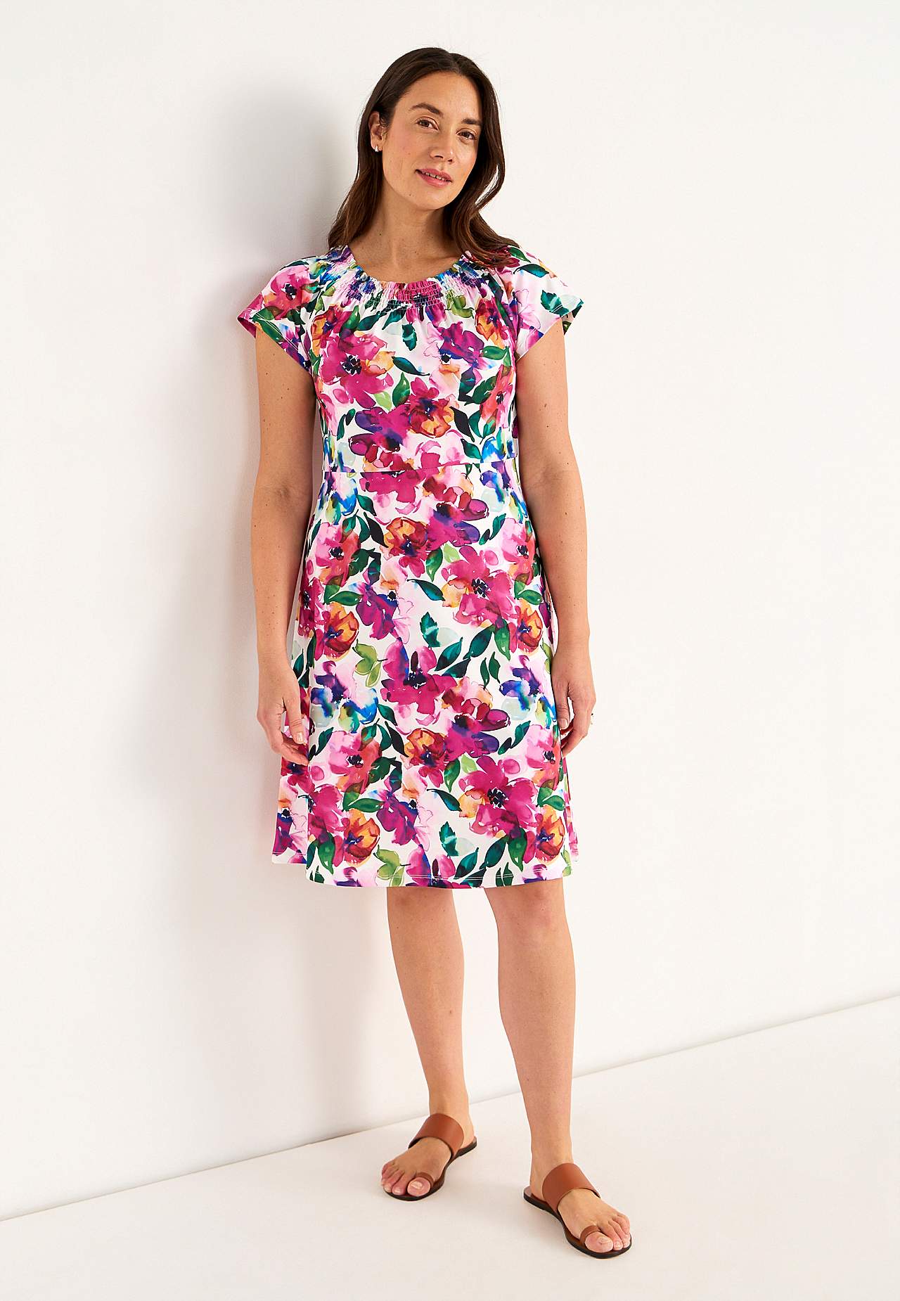 Jerseykleid mit einem Blumen-Muster