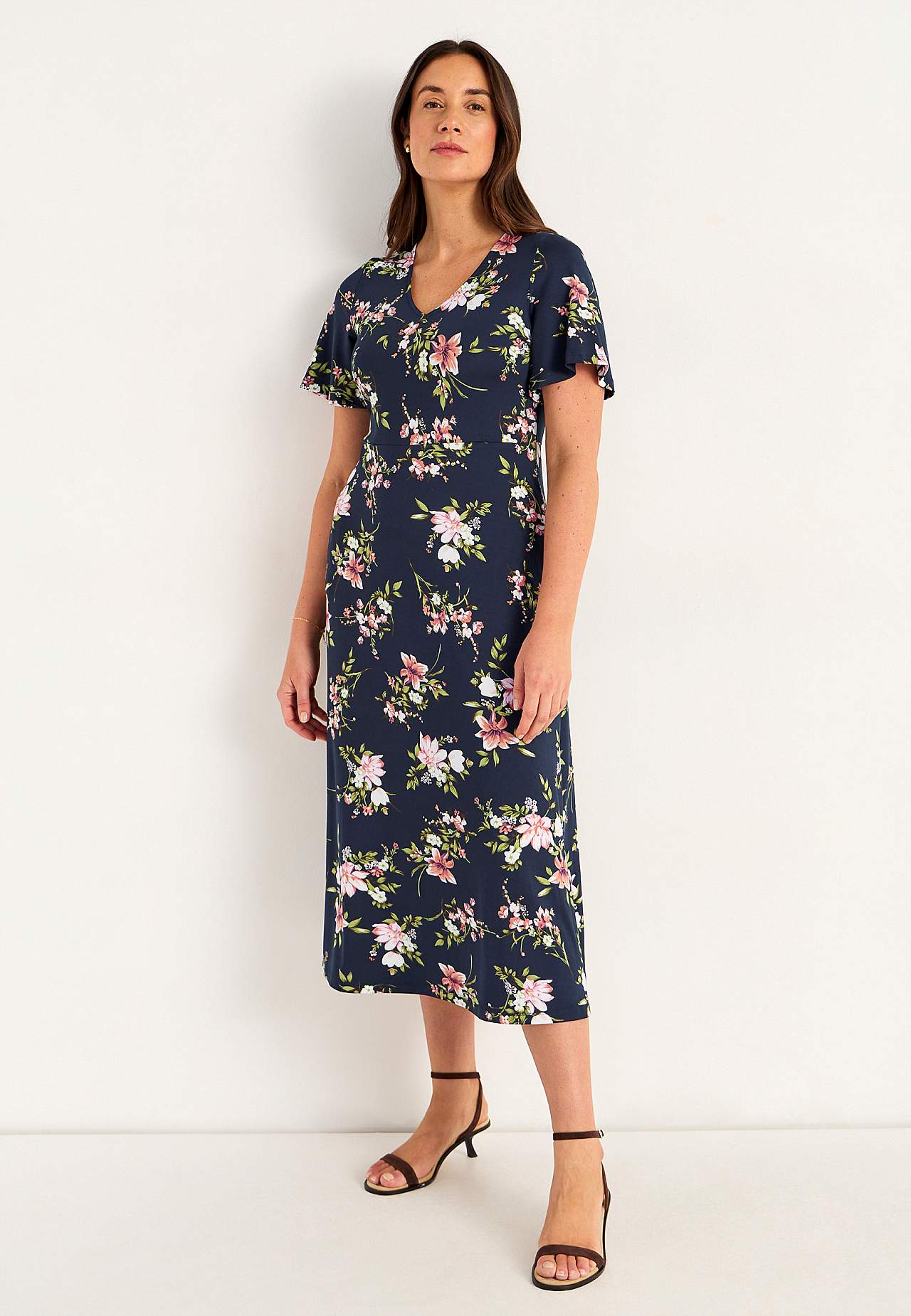 Jerseykleid mit einem Blumen-Muster