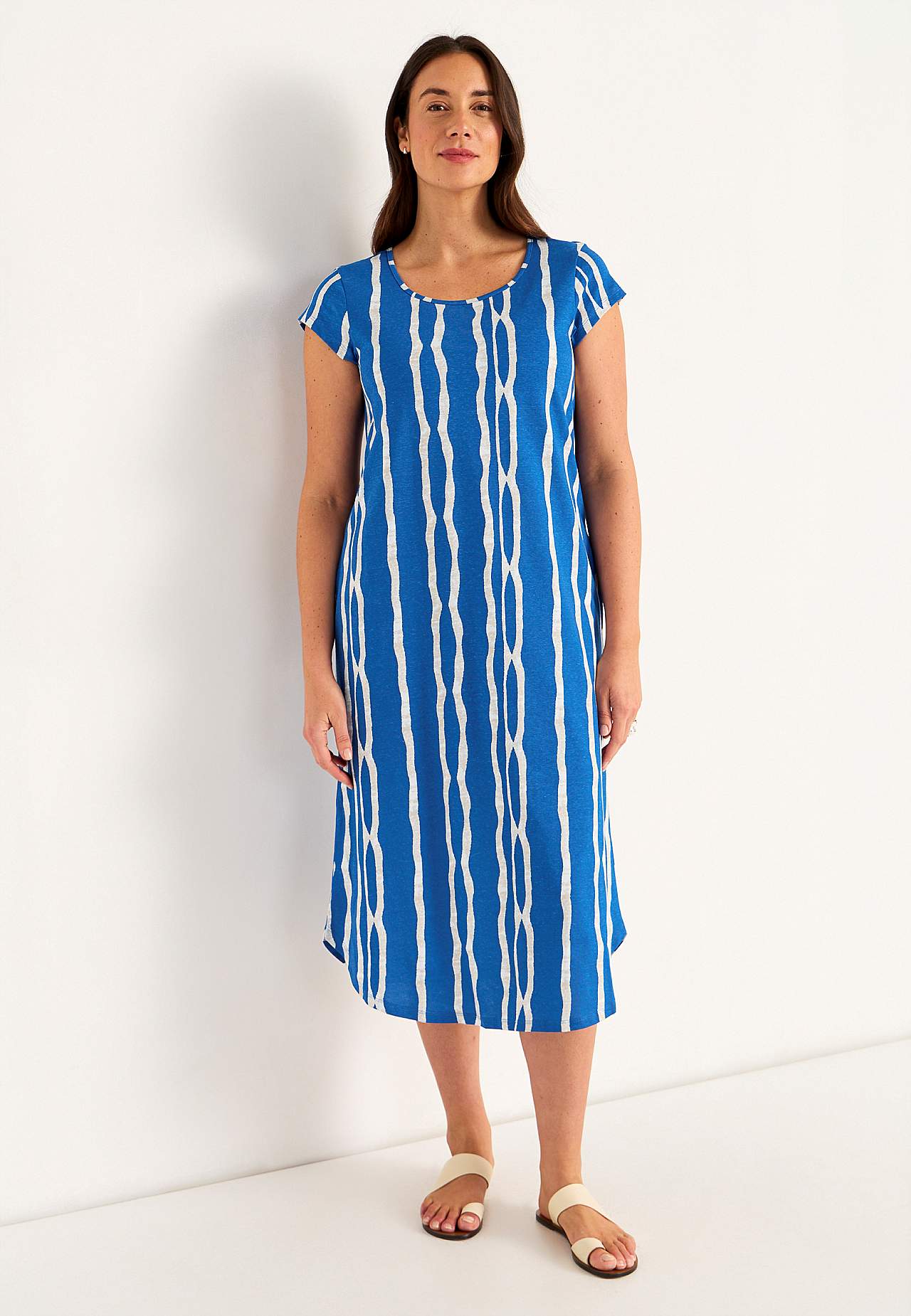 Gemustertes Jerseykleid mit Taschen