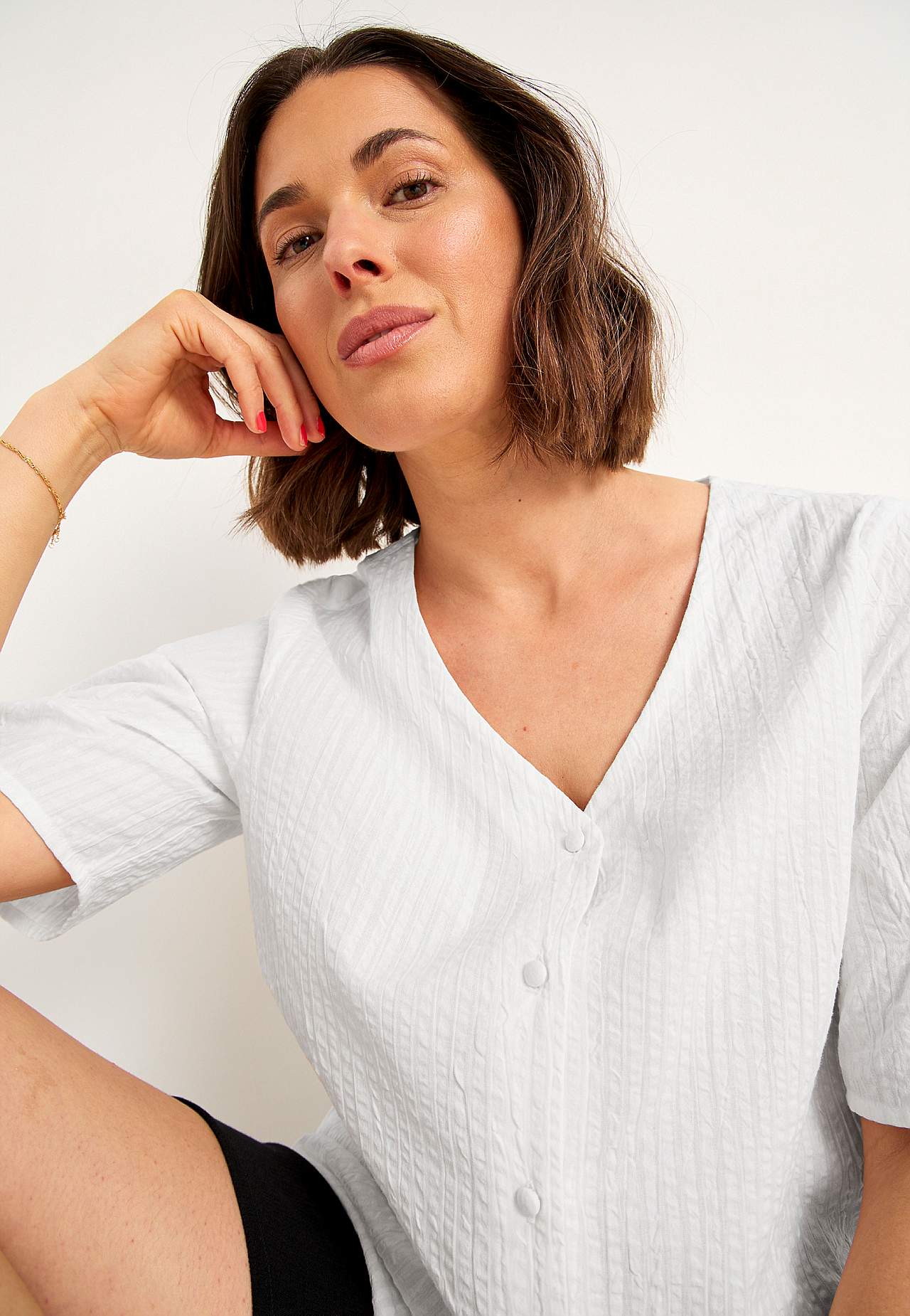 Bluse aus Seersucker