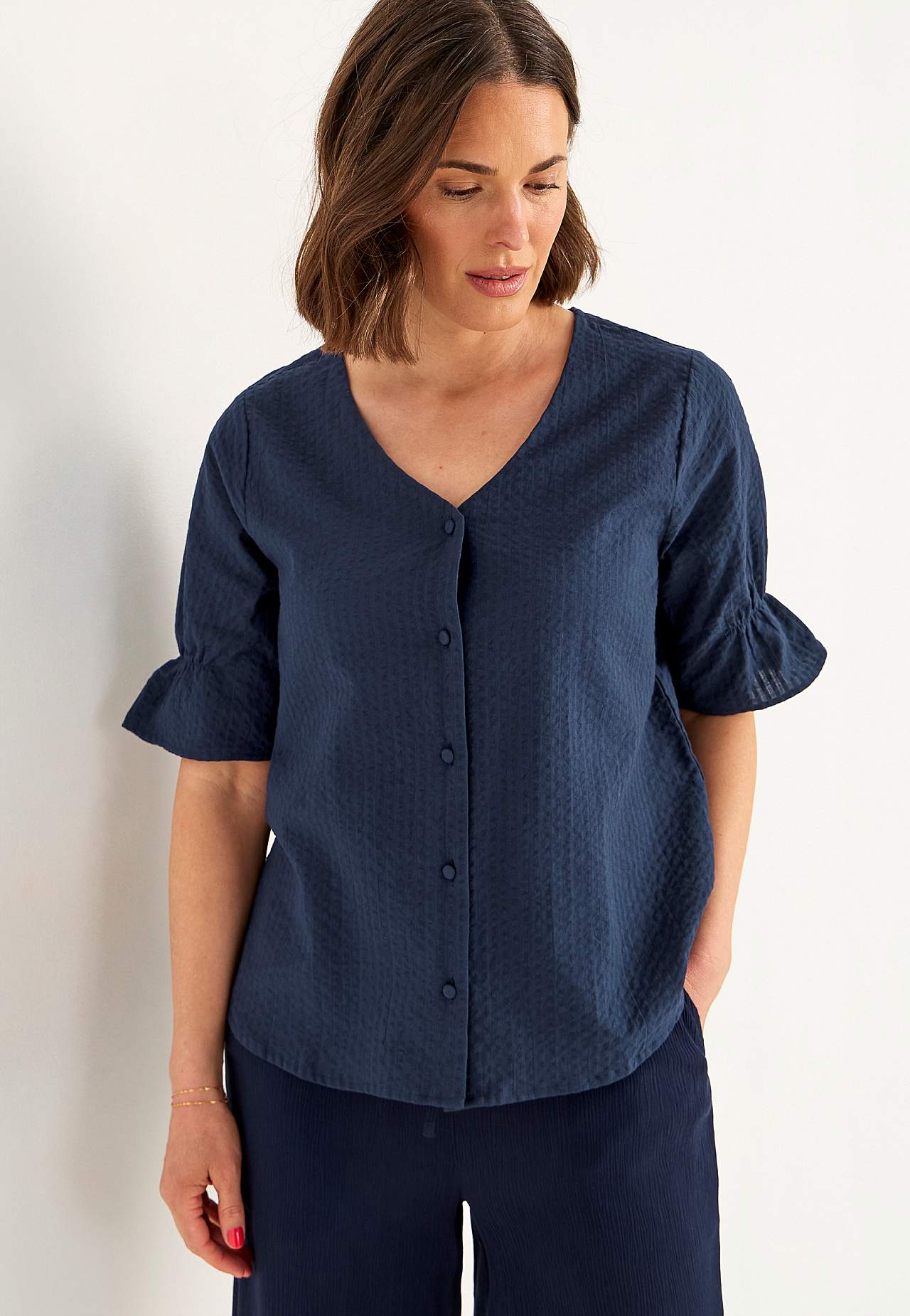Bluse aus Seersucker