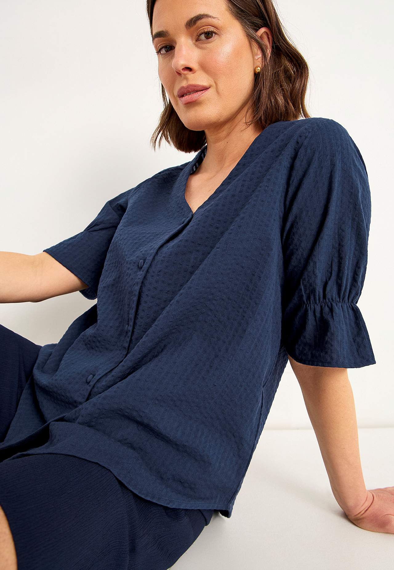 Bluse aus Seersucker