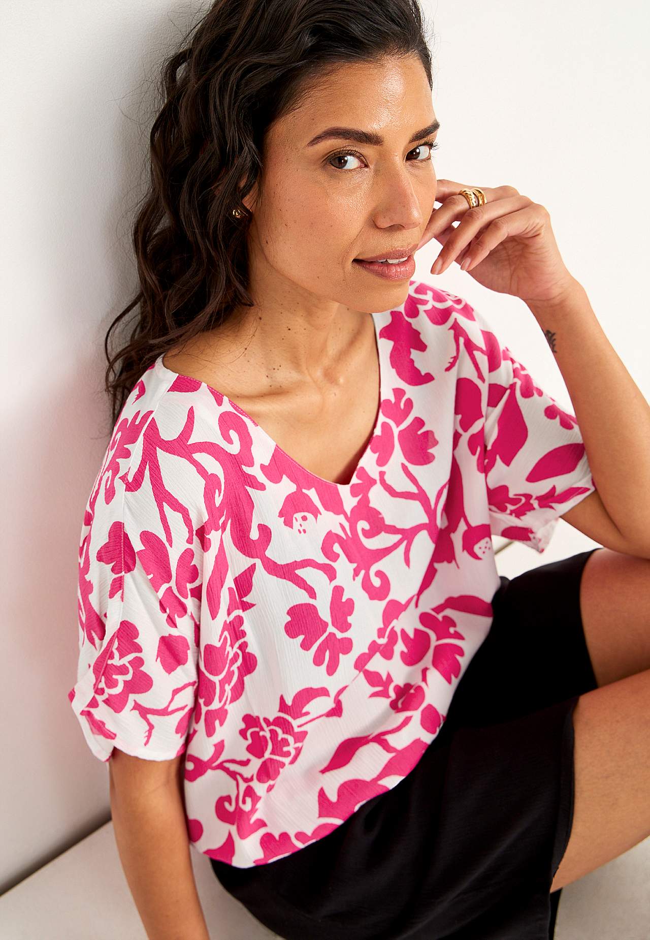 Bluse aus Viskose-Krepp
