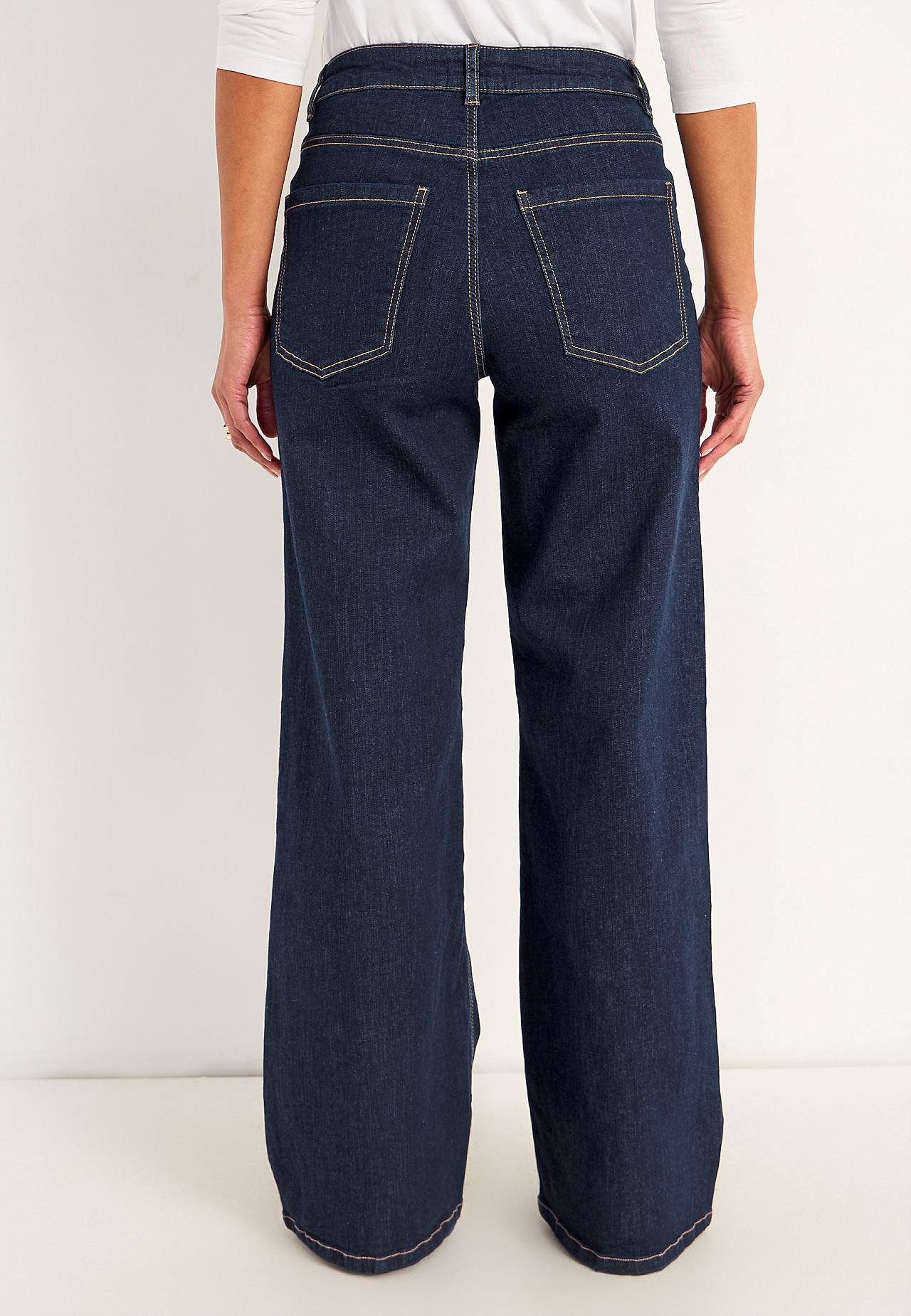 Breite, lange Jeans mit hoher Taille
