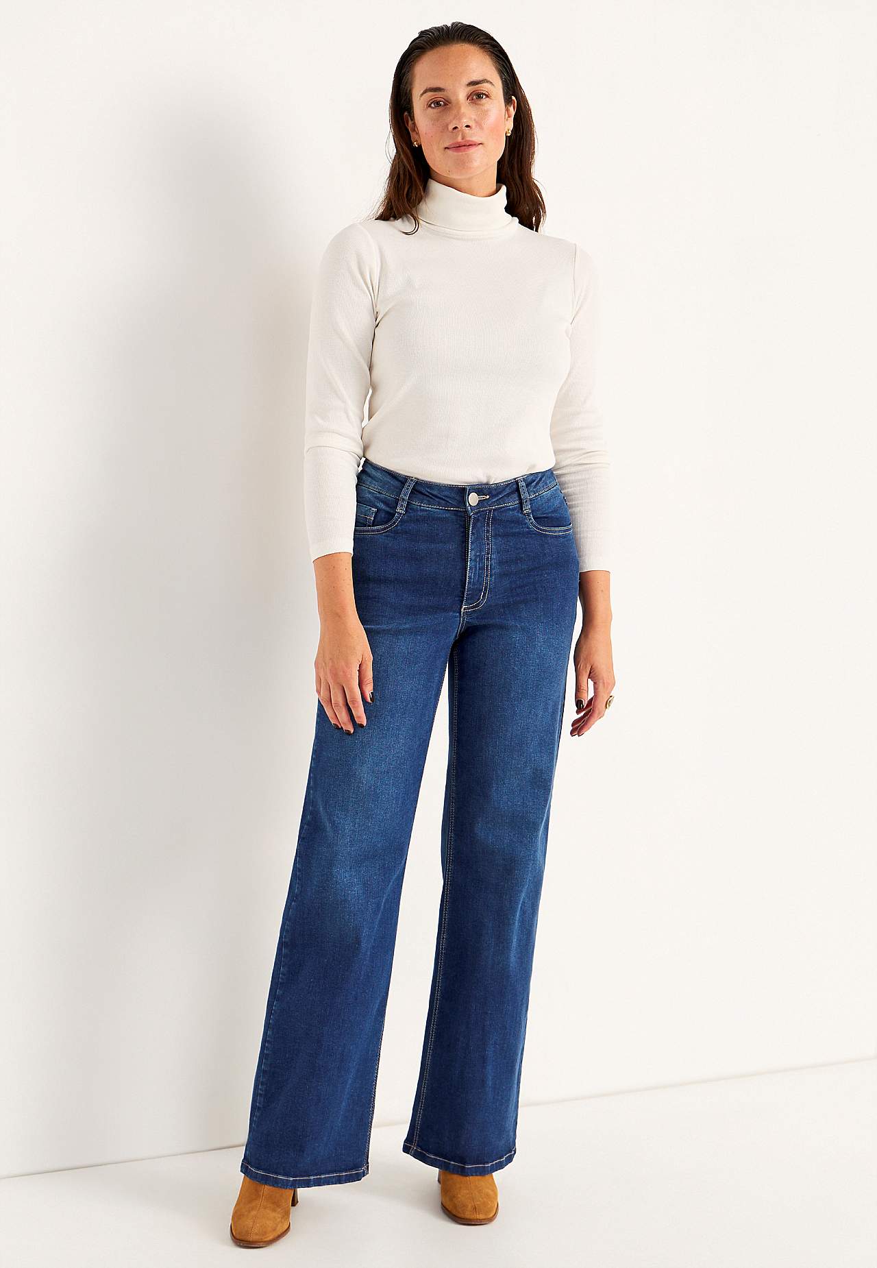 Breite, lange Jeans mit hoher Taille Renata