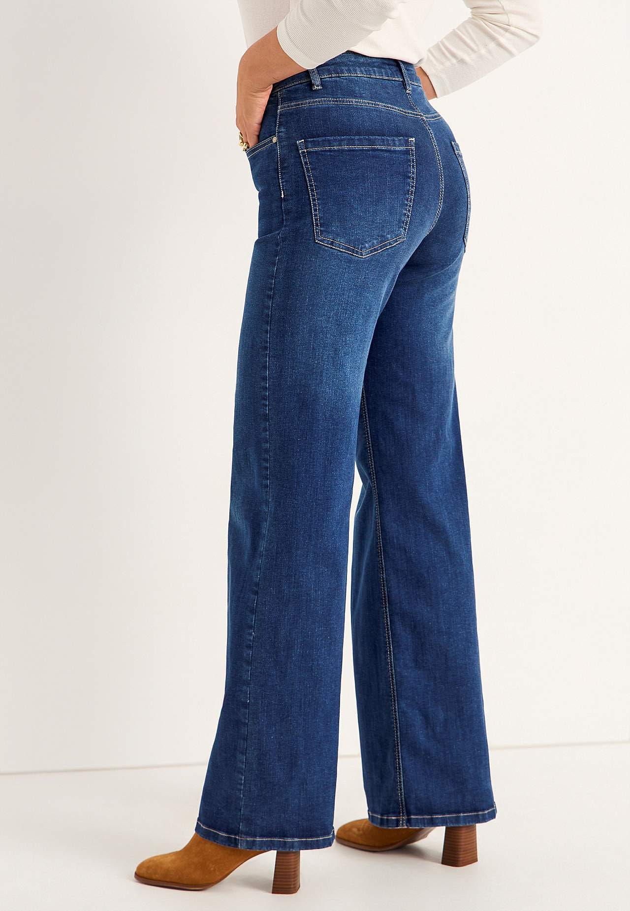 Breite, lange Jeans mit hoher Taille Renata