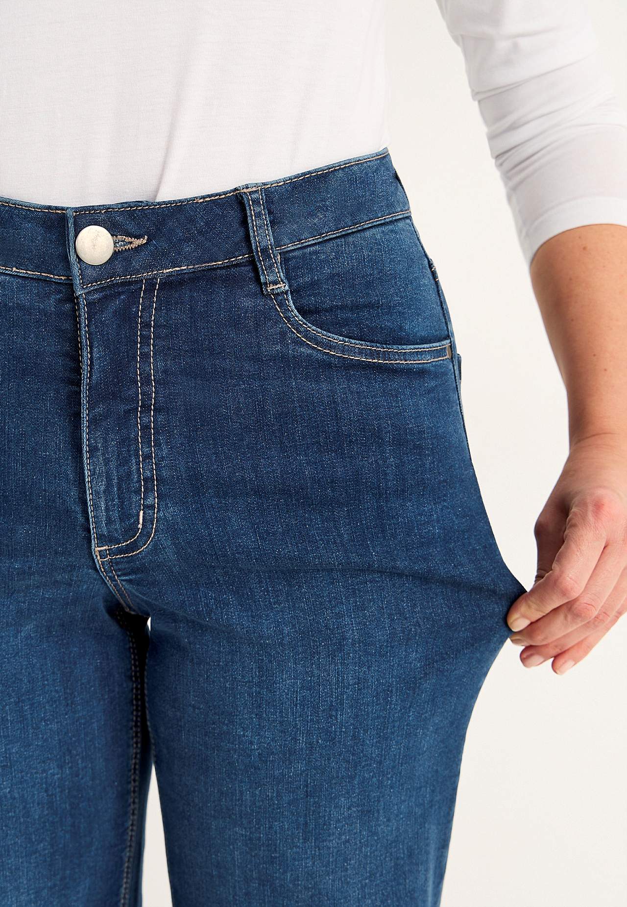 Breite, lange Jeans mit hoher Taille