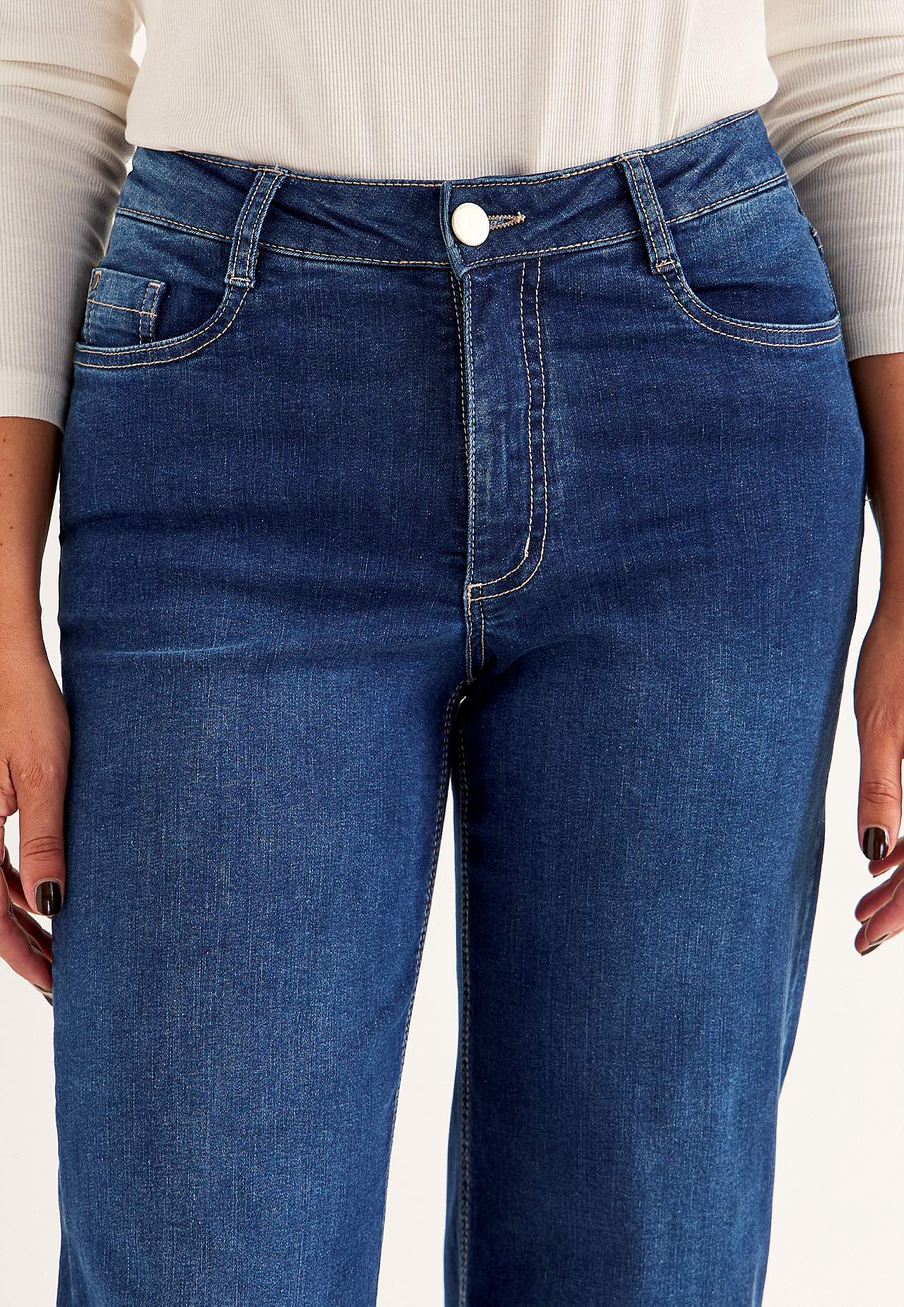 Breite, lange Jeans mit hoher Taille Renata