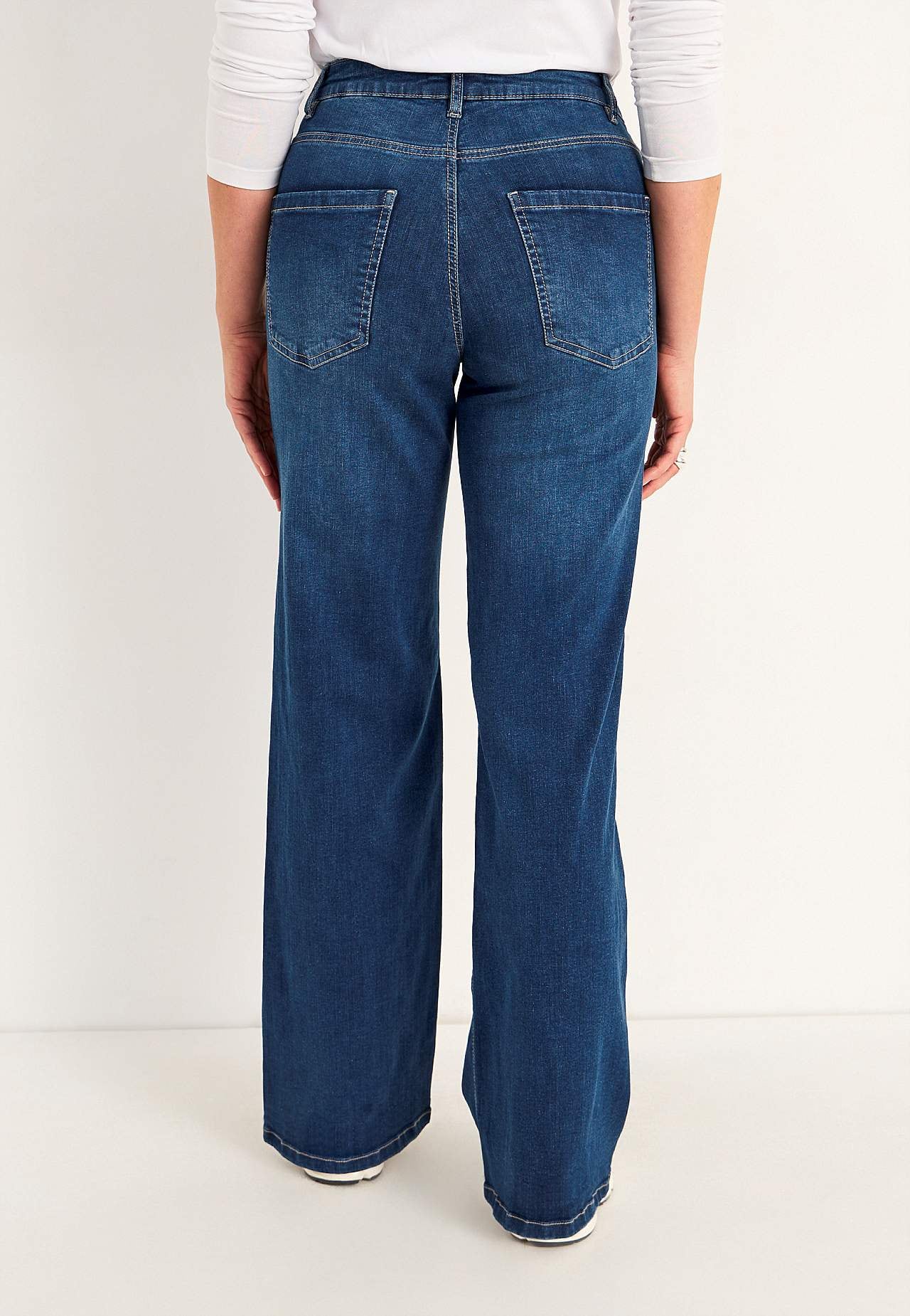 Breite, lange Jeans mit hoher Taille