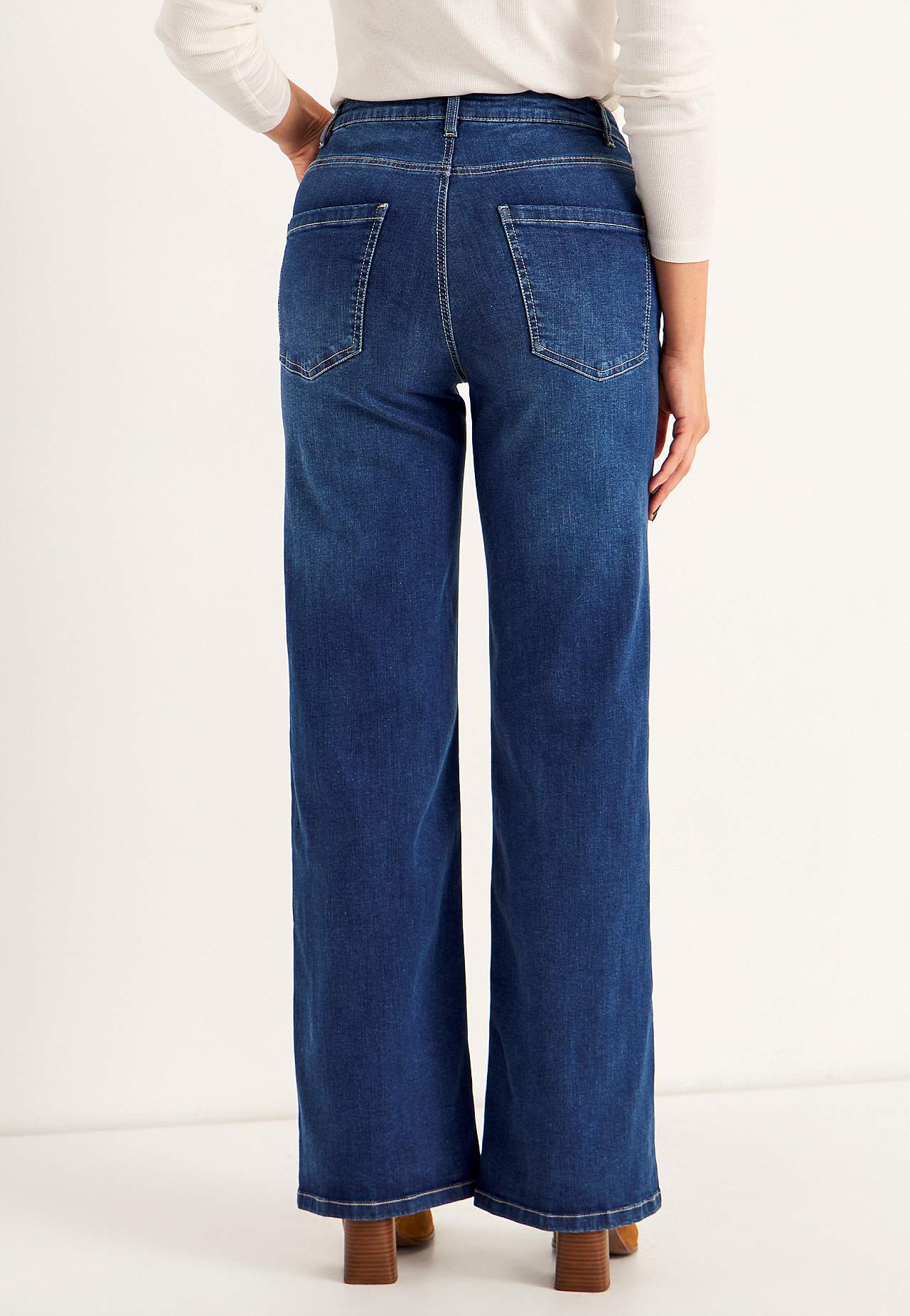 Breite, lange Jeans mit hoher Taille Renata