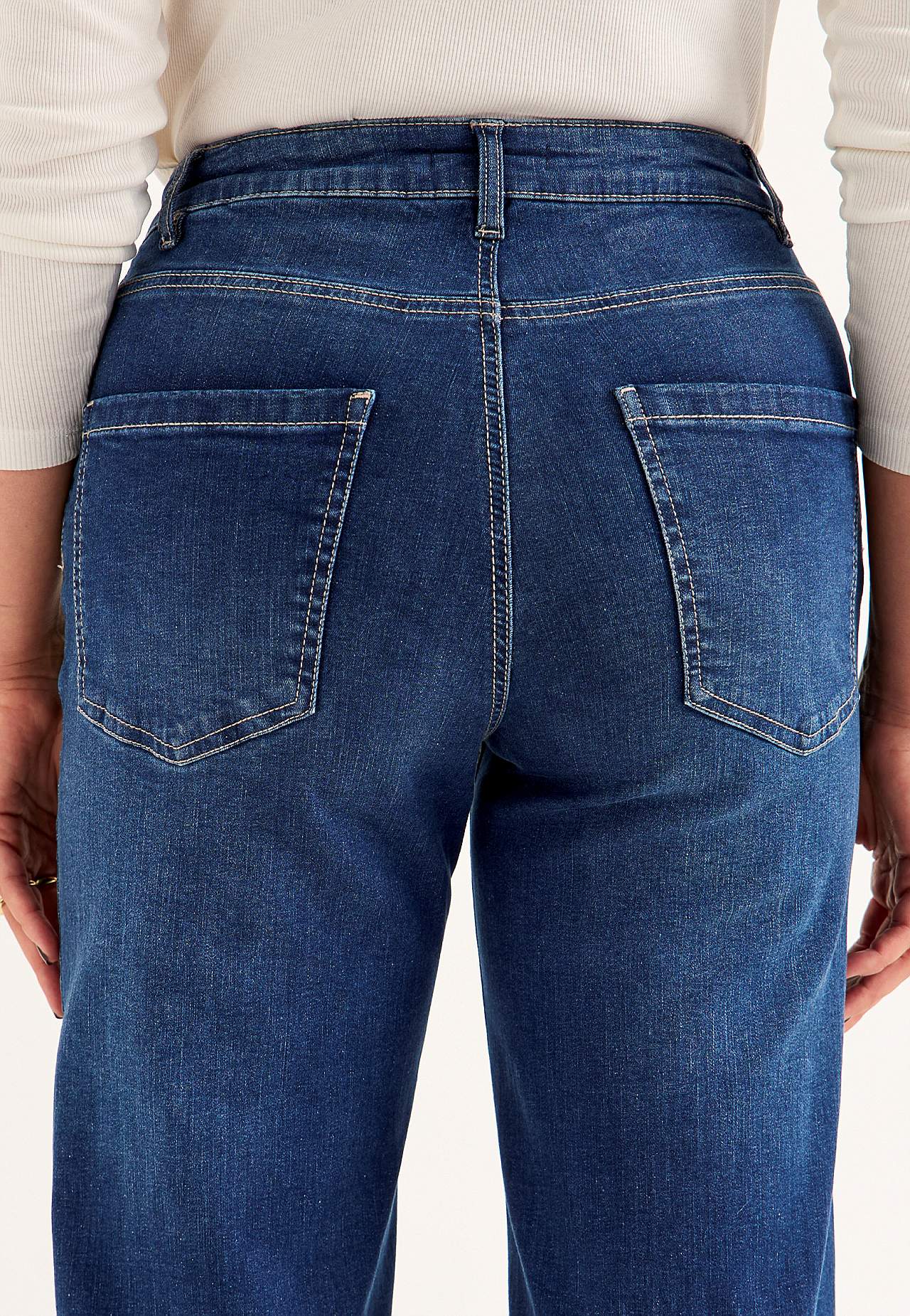 Breite, lange Jeans mit hoher Taille Renata