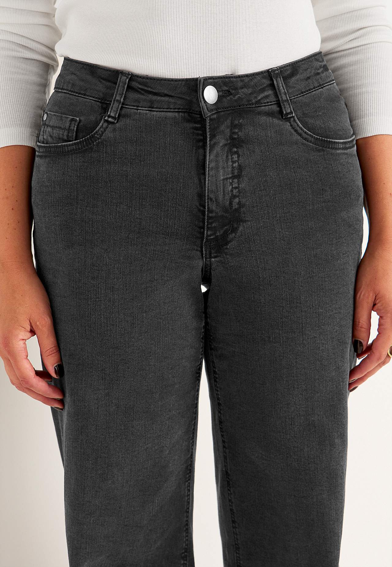 Breite, lange Jeans mit hoher Taille Renata