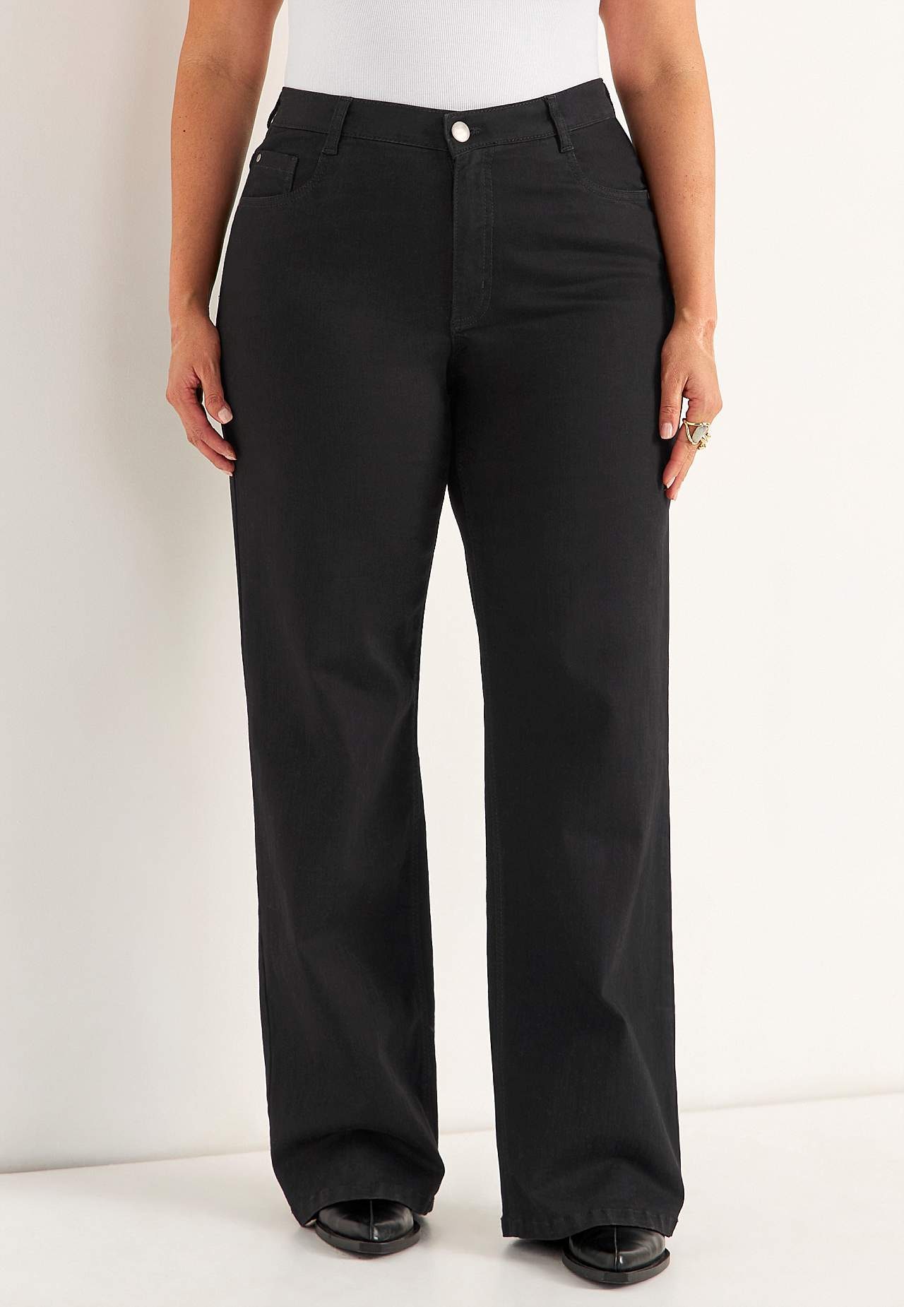 Breite, lange Jeans mit hoher Taille Renata