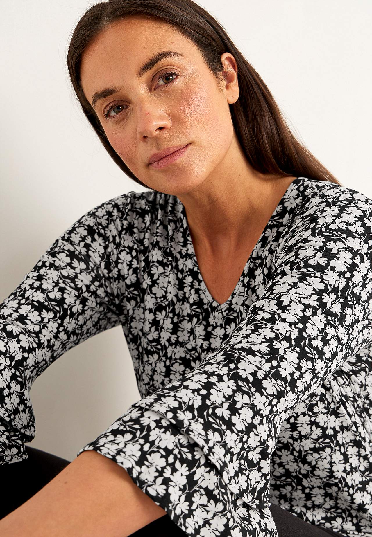 Jersey-Top mit Volantärmeln