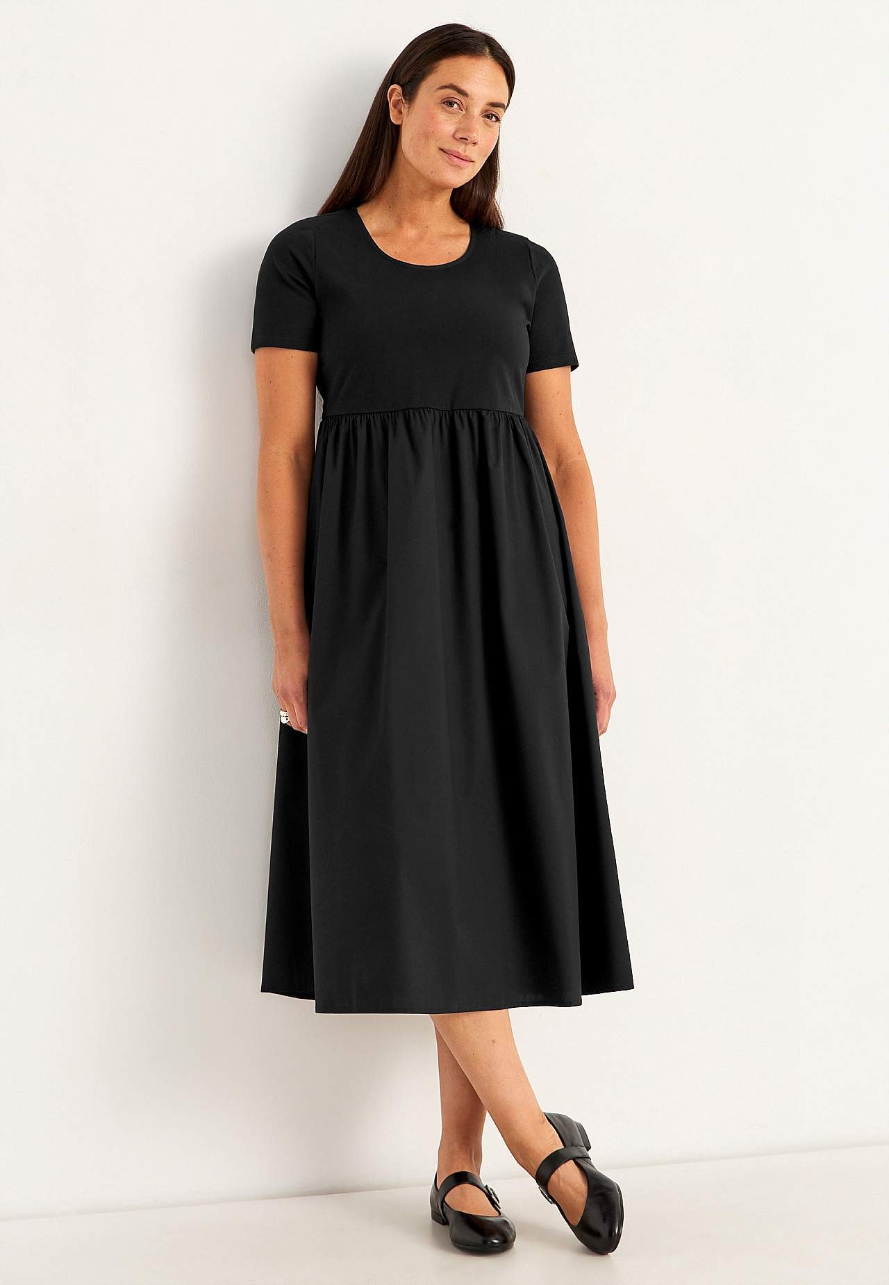 Kleid aus Popeline und Trikot
