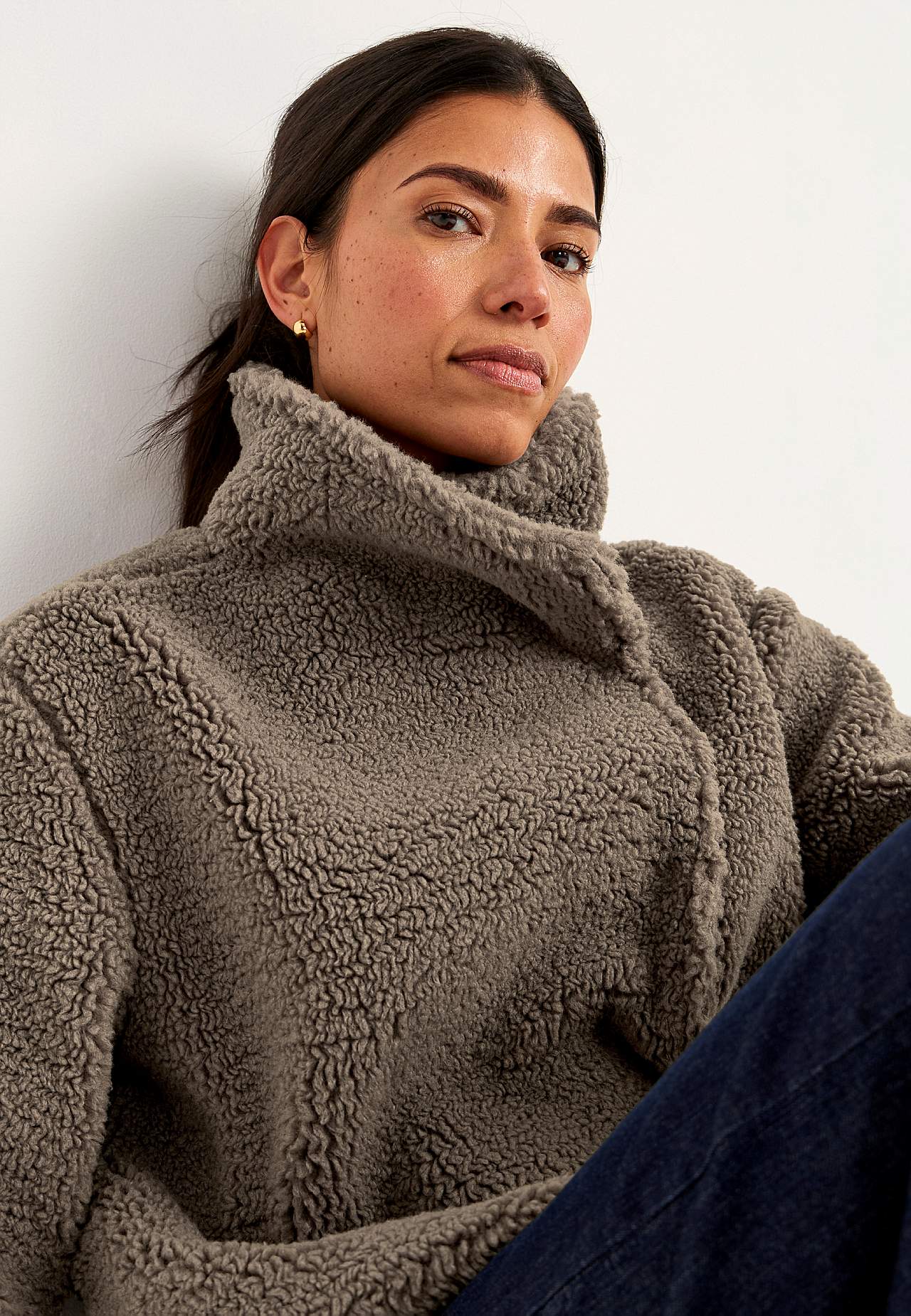 Fleecejacke mit Stehkragen