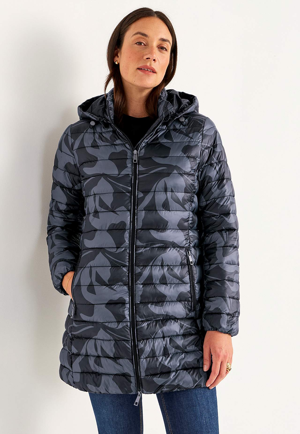 Gesteppte, gemusterte leichte Jacke