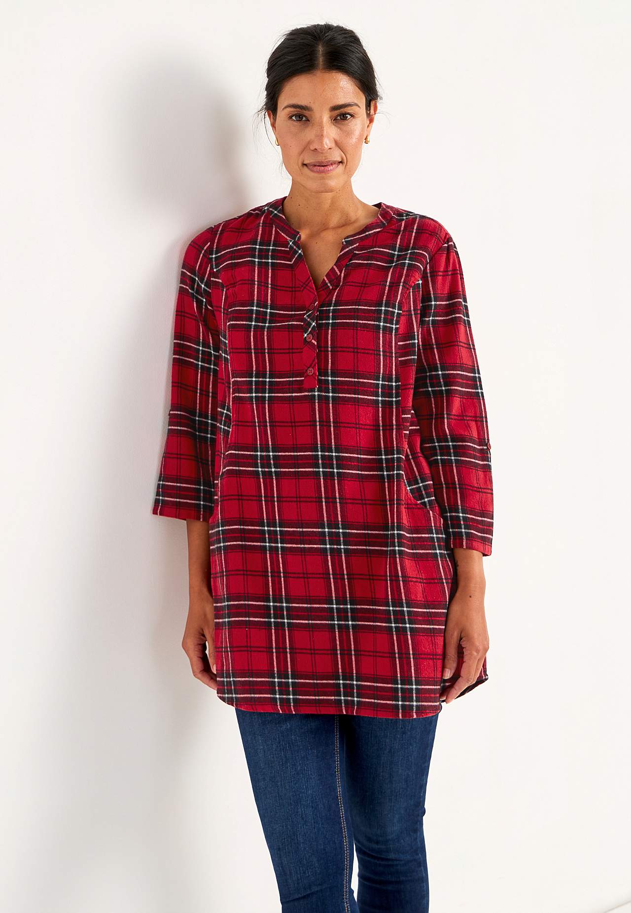 Tunika aus Flanell mit Taschen