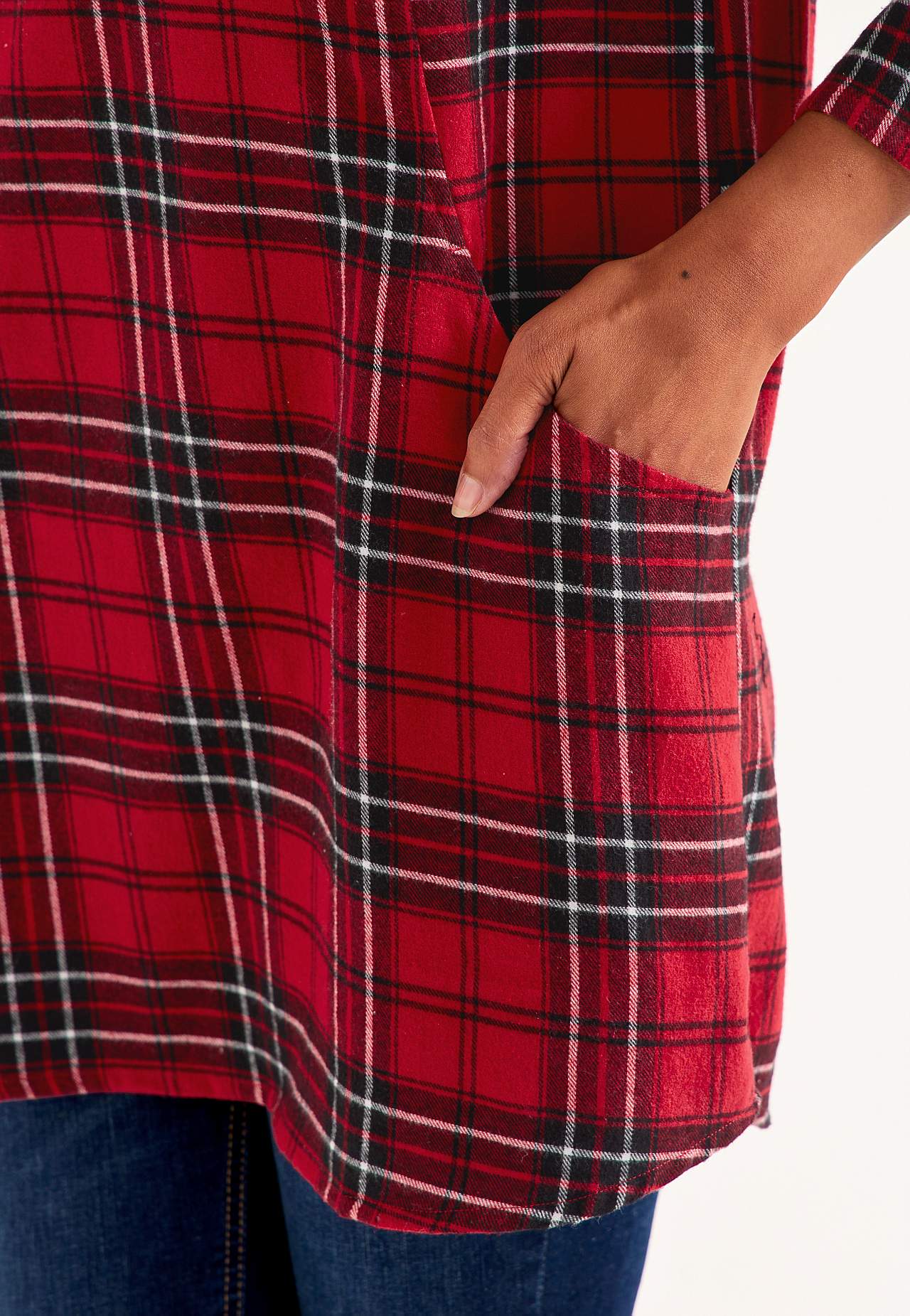 Tunika aus Flanell mit Taschen