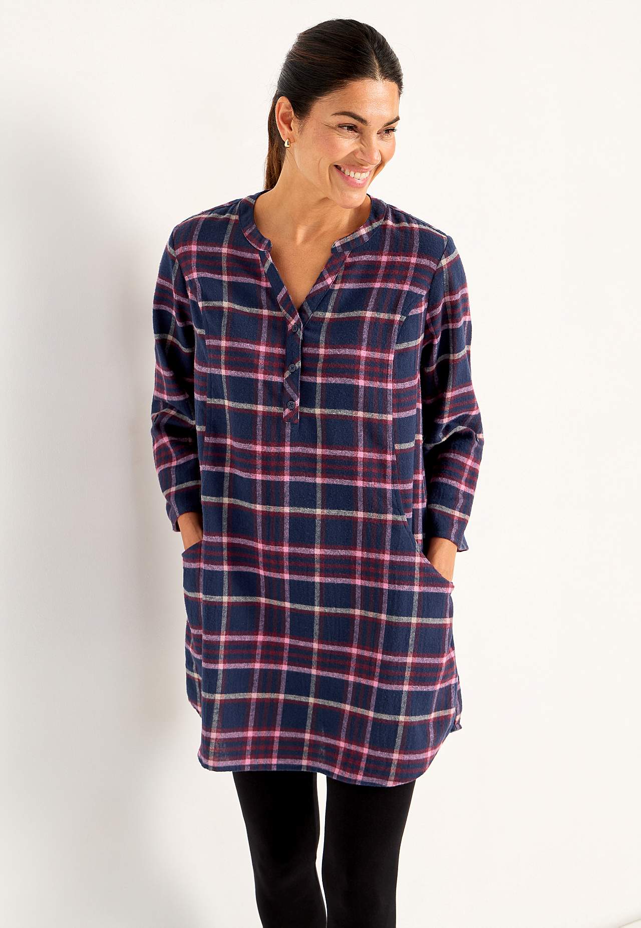 Tunika aus Flanell mit Taschen