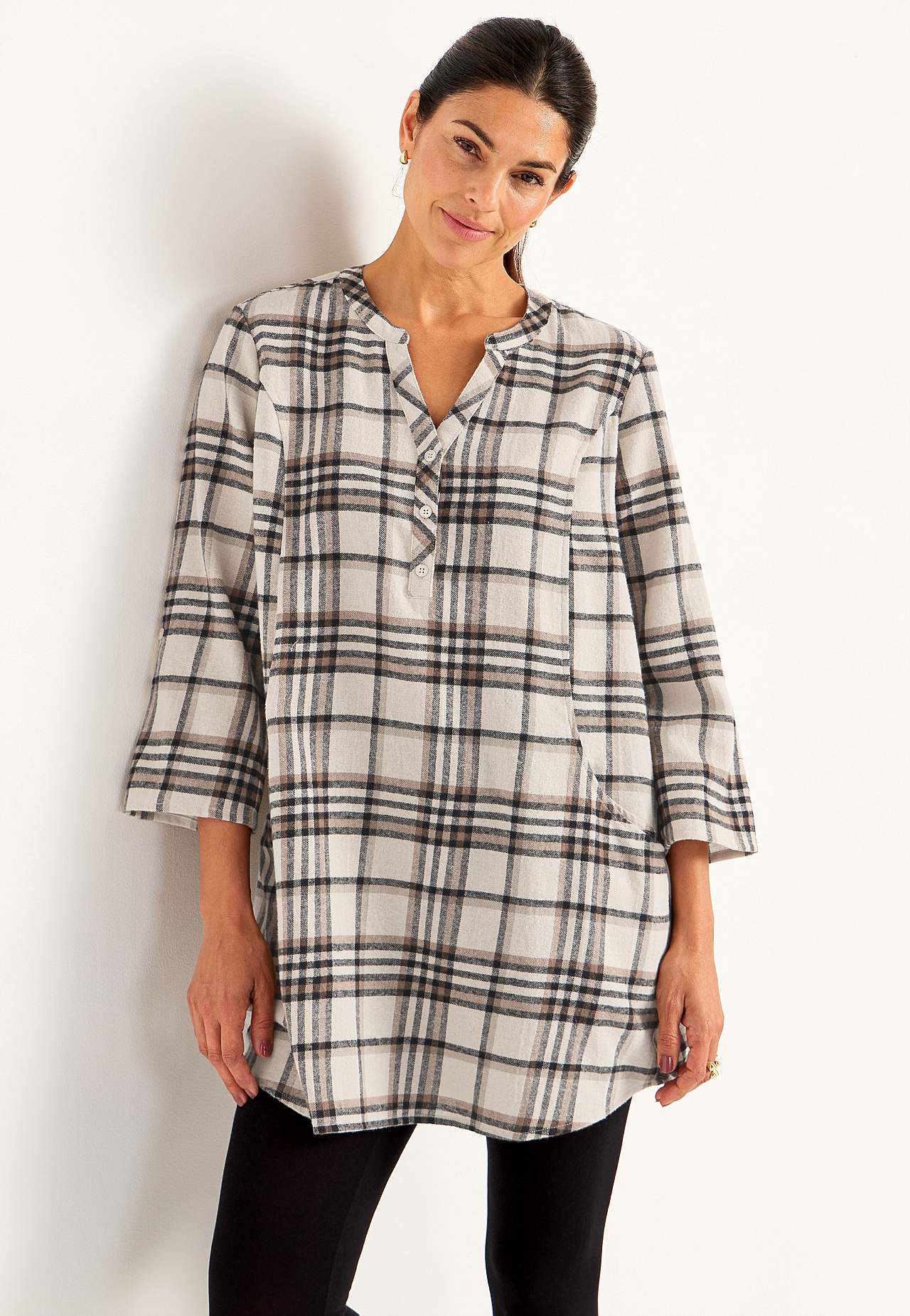 Tunika aus Flanell mit Taschen