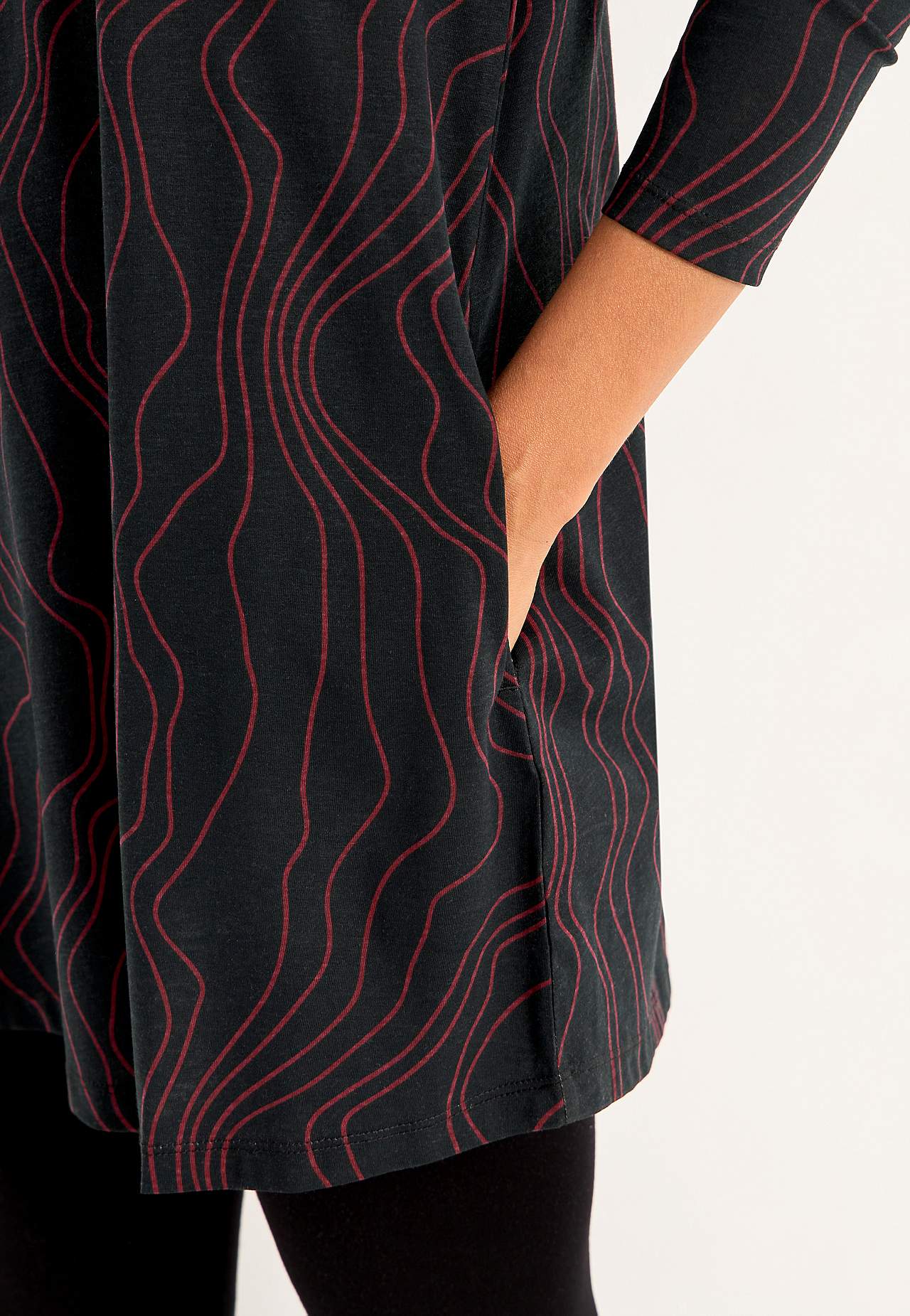 Gemusterte Jersey-Tunika mit Taschen