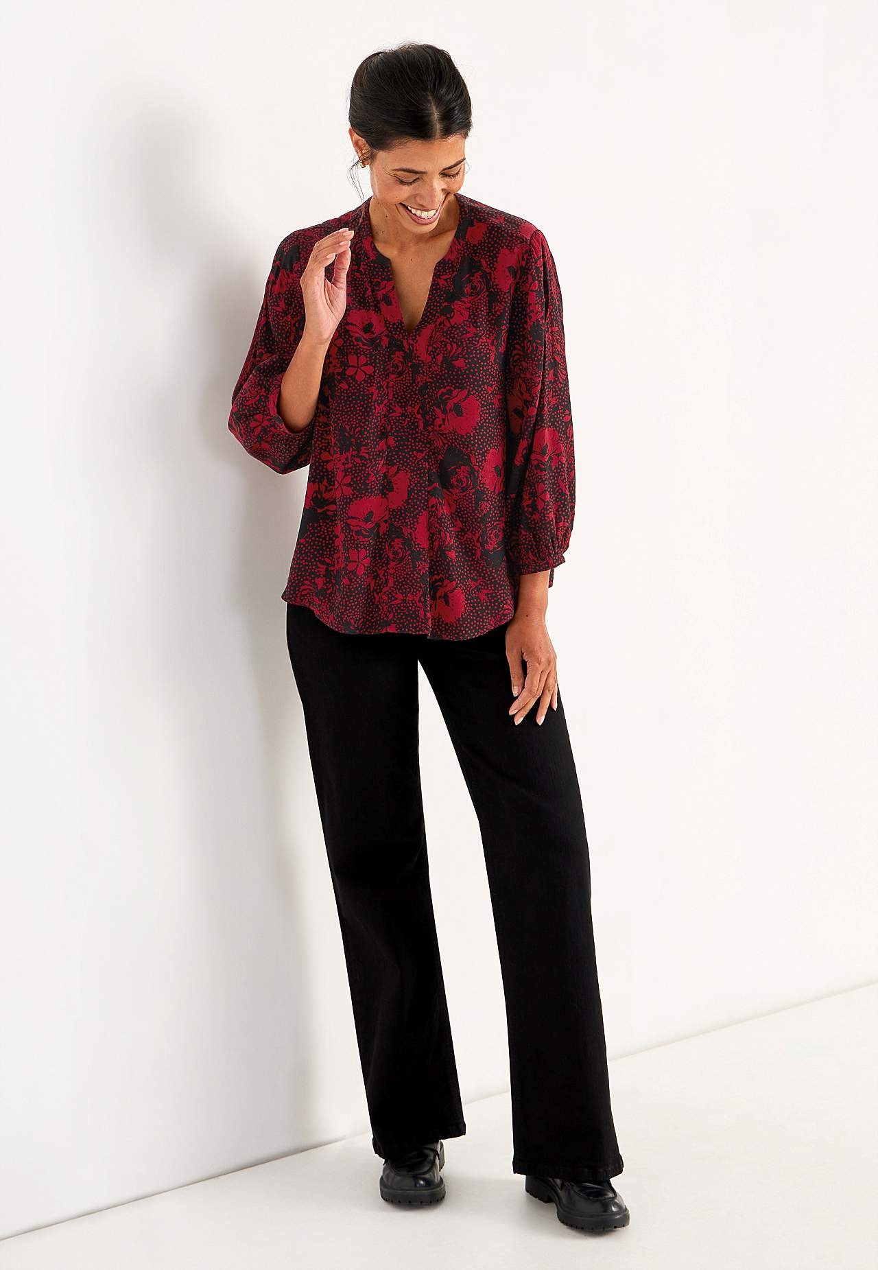 Gewebte, gemusterte Bluse