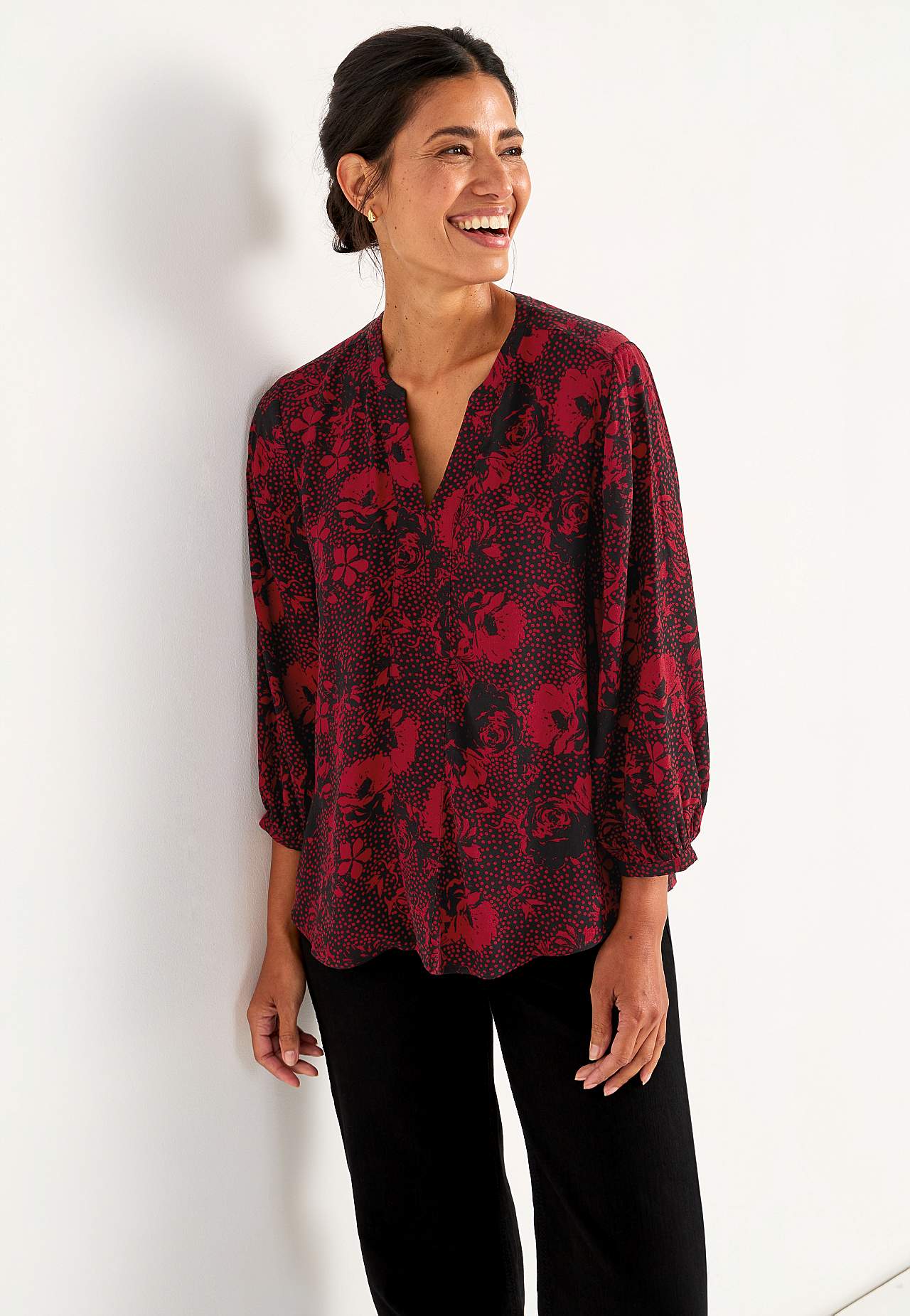 Gewebte, gemusterte Bluse