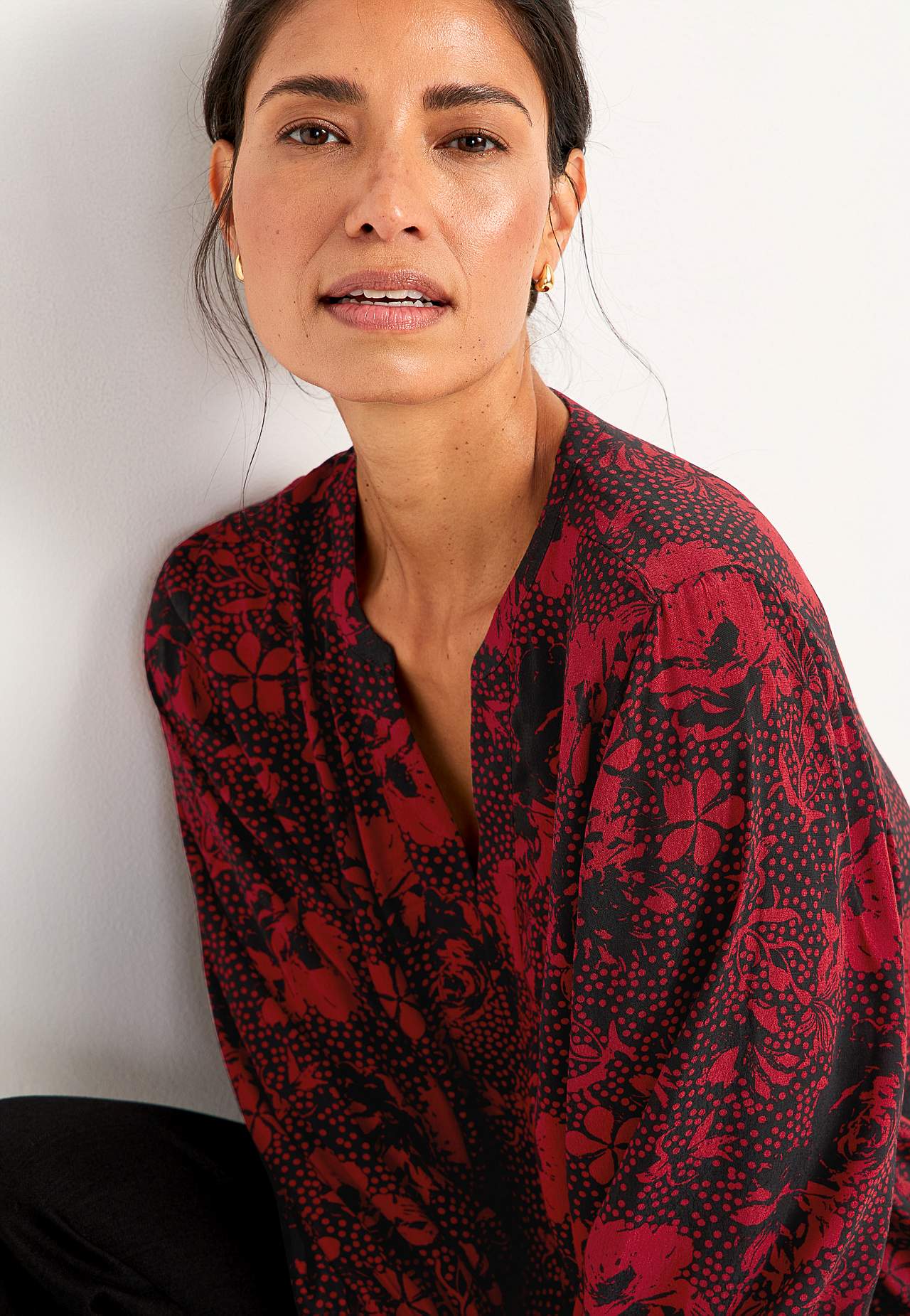 Gewebte, gemusterte Bluse