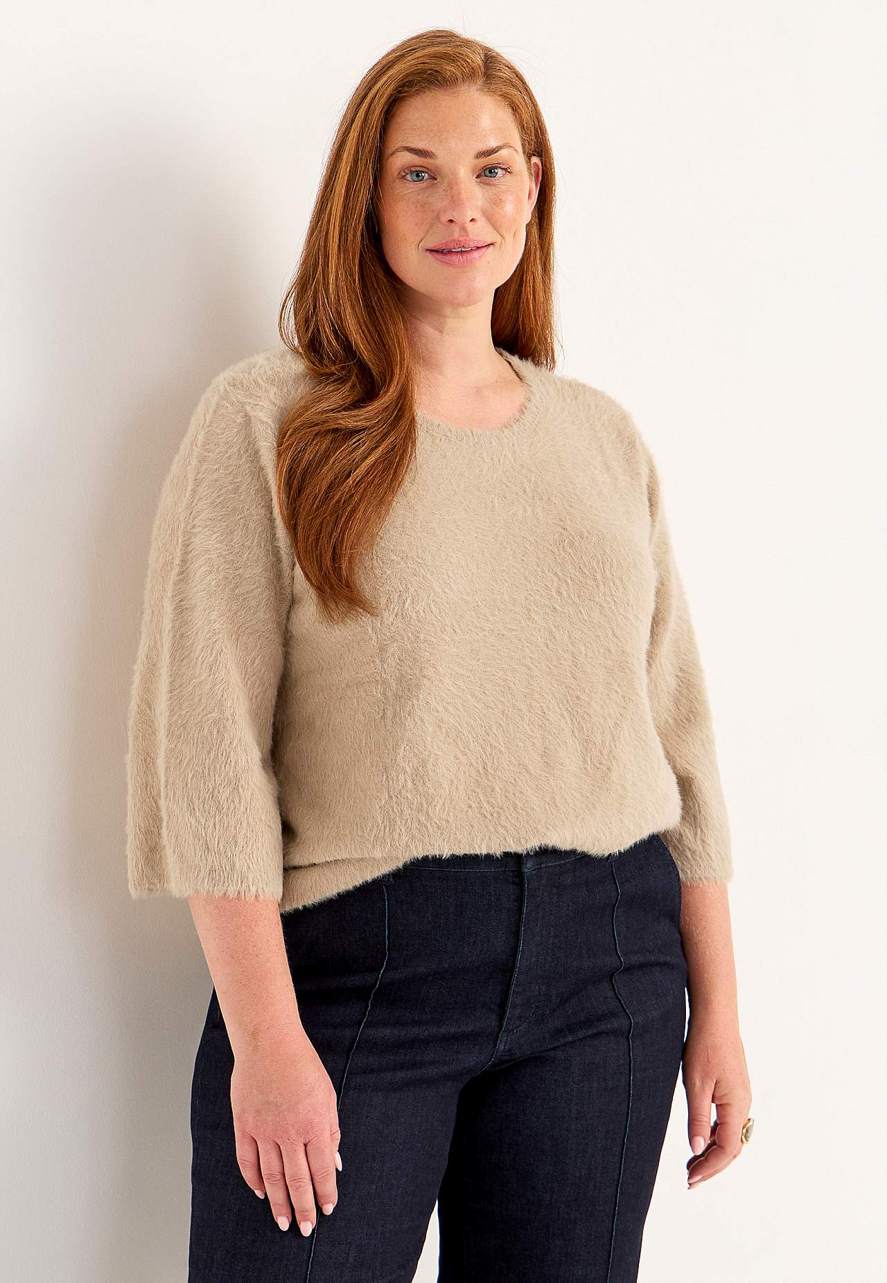 Gestrickter Pullover mit 3/4-Ärmeln