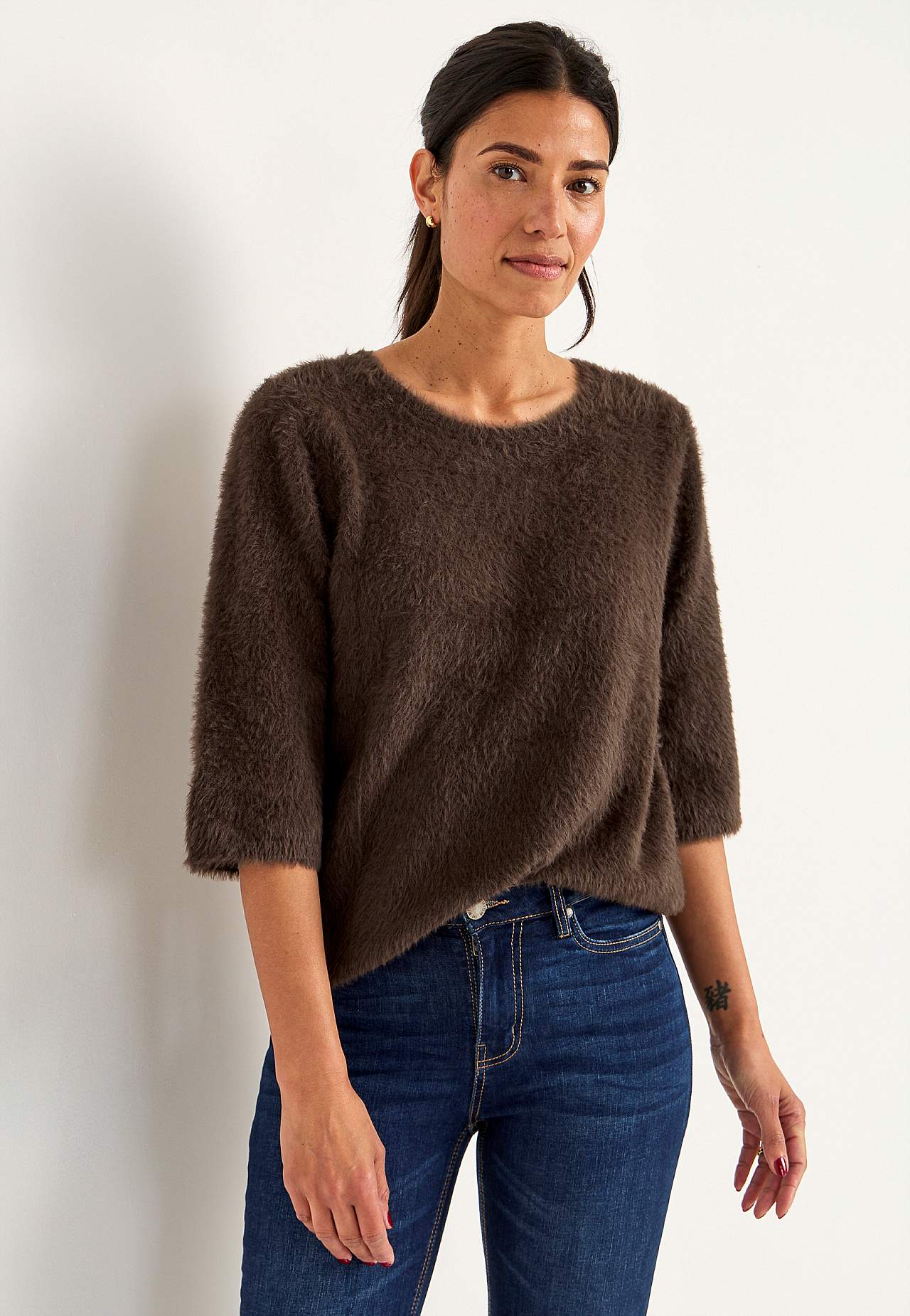 Gestrickter Pullover mit 3/4-Ärmeln