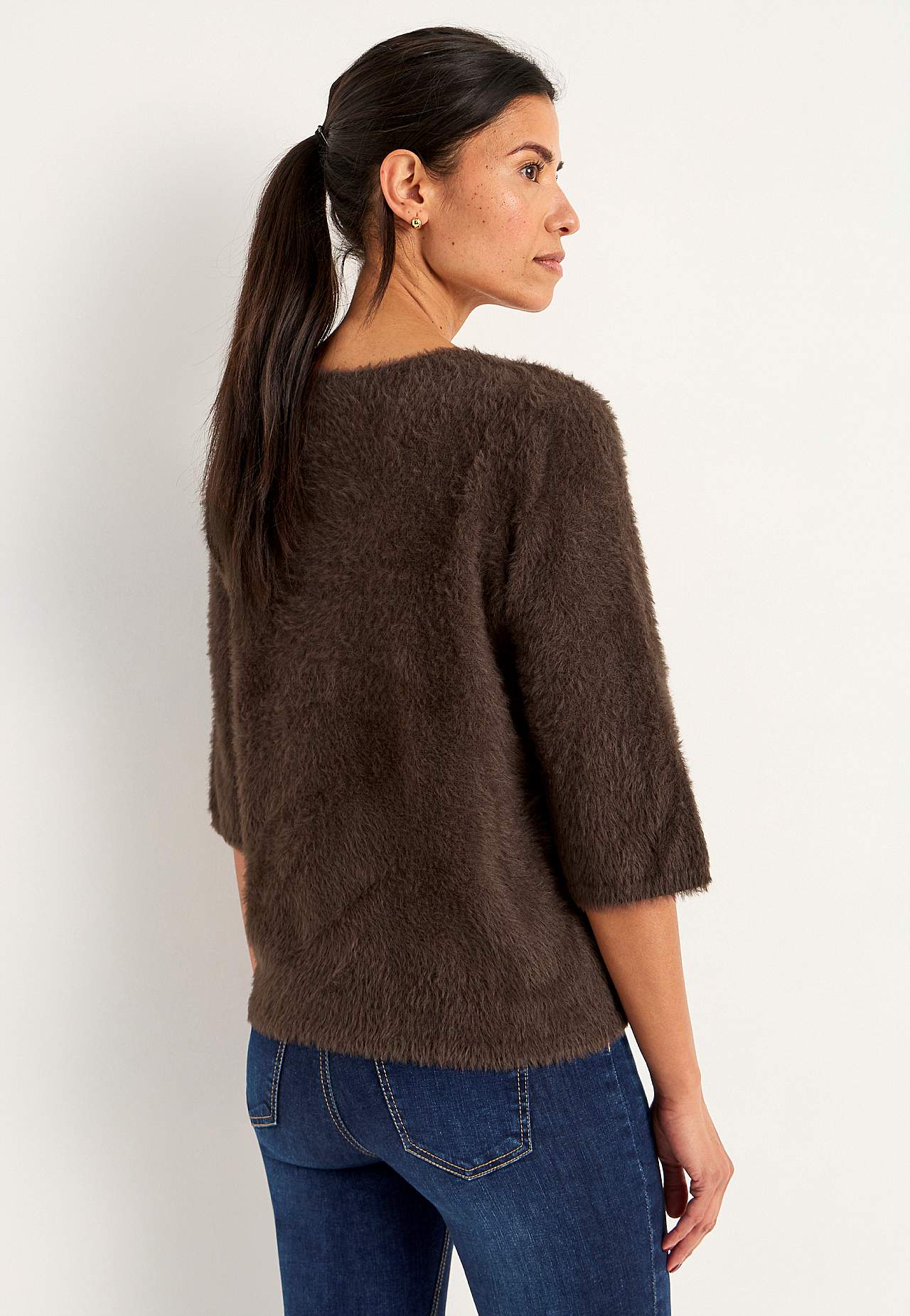 Gestrickter Pullover mit 3/4-Ärmeln