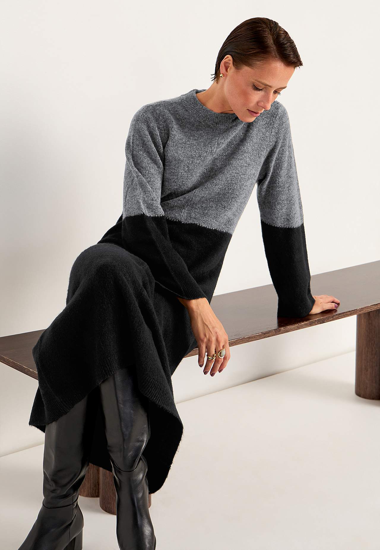 Langes Strickkleid