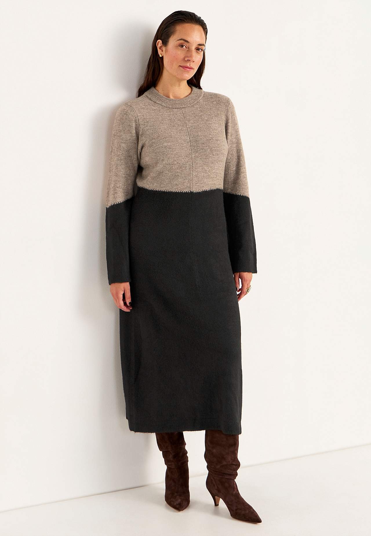Langes Strickkleid