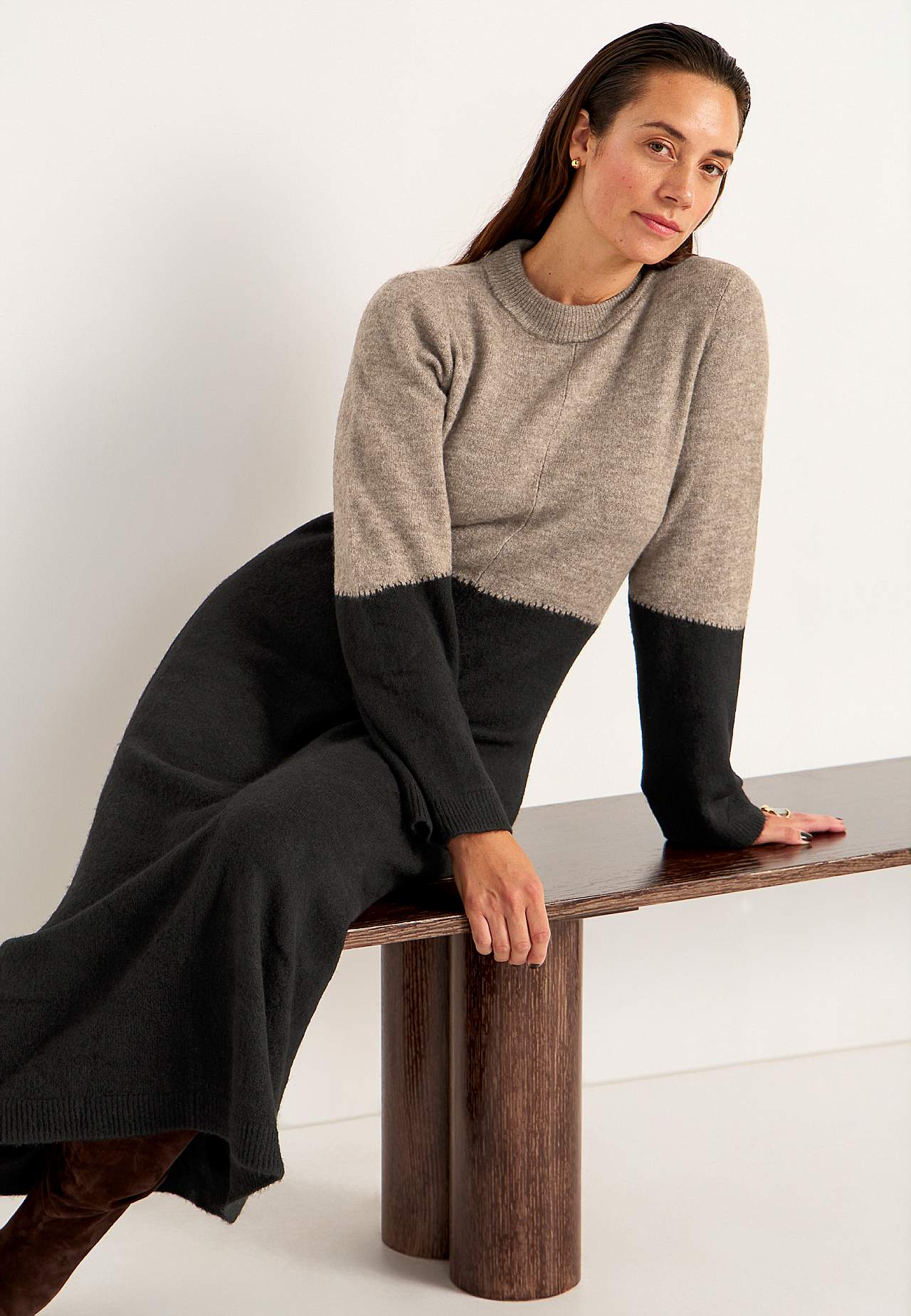 Langes Strickkleid