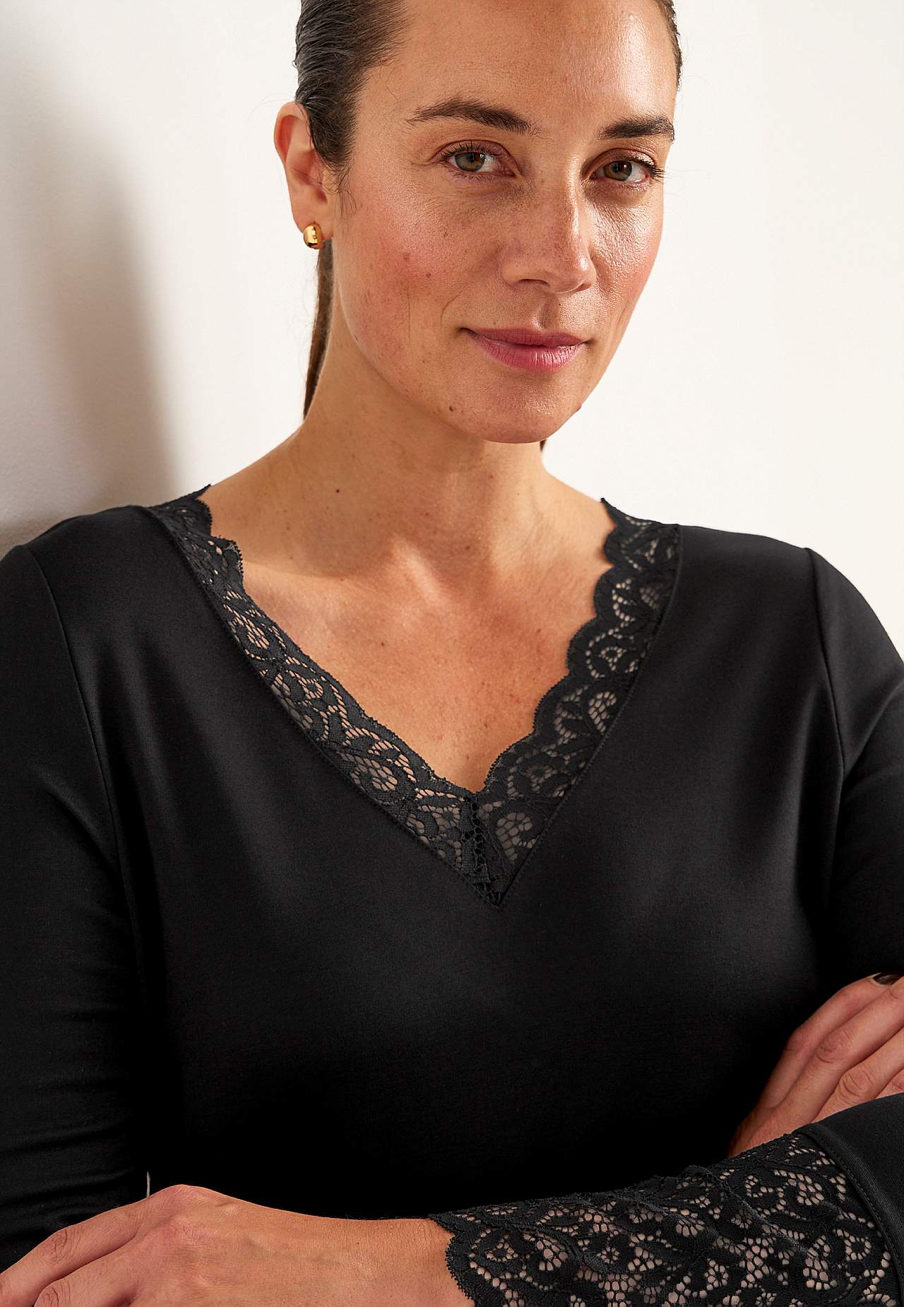 Jersey-Tunika mit Spitzendetails