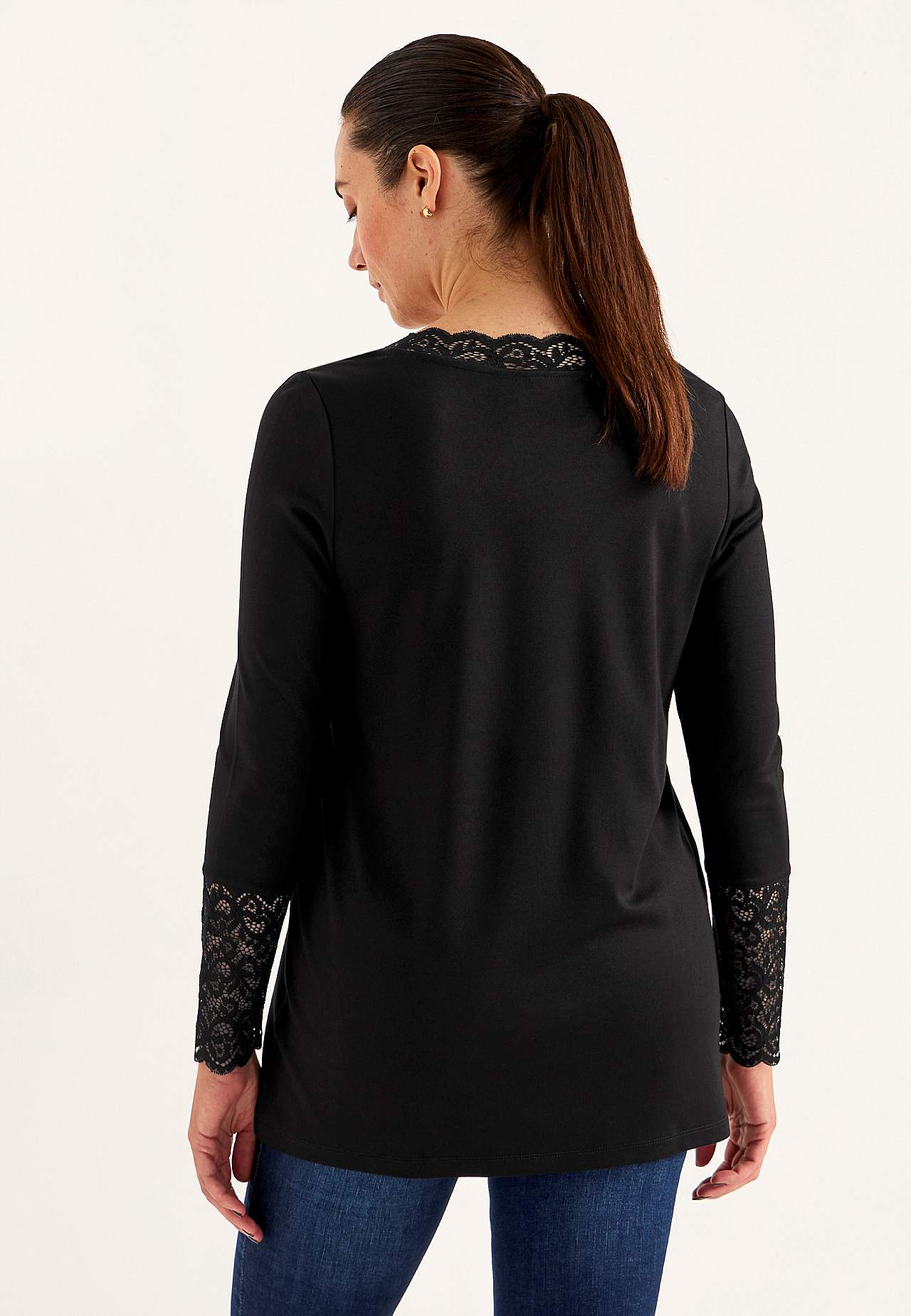 Jersey-Tunika mit Spitzendetails