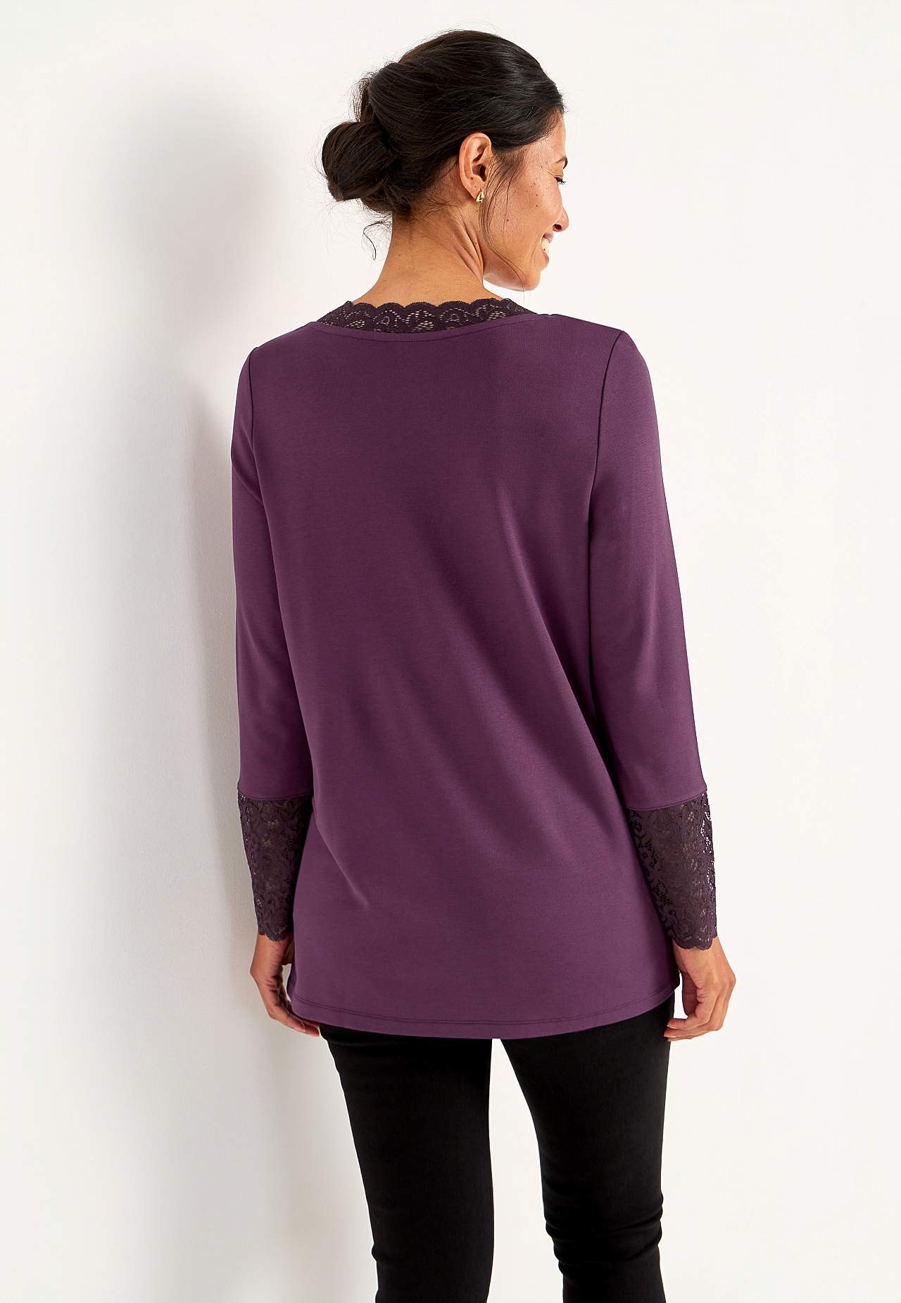 Jersey-Tunika mit Spitzendetails