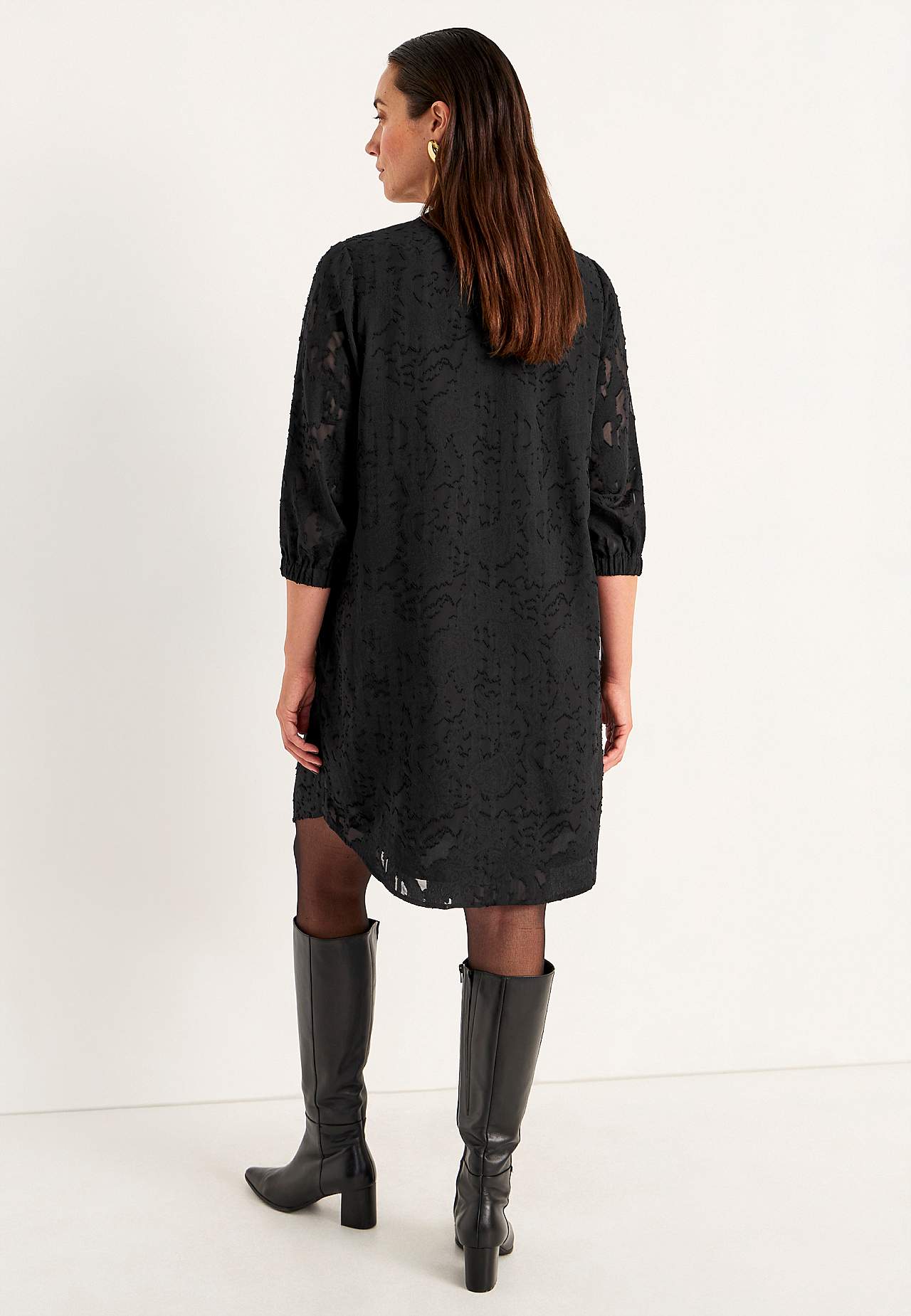 Durchsichtiges Kleid mit Jacquard-Gewebe