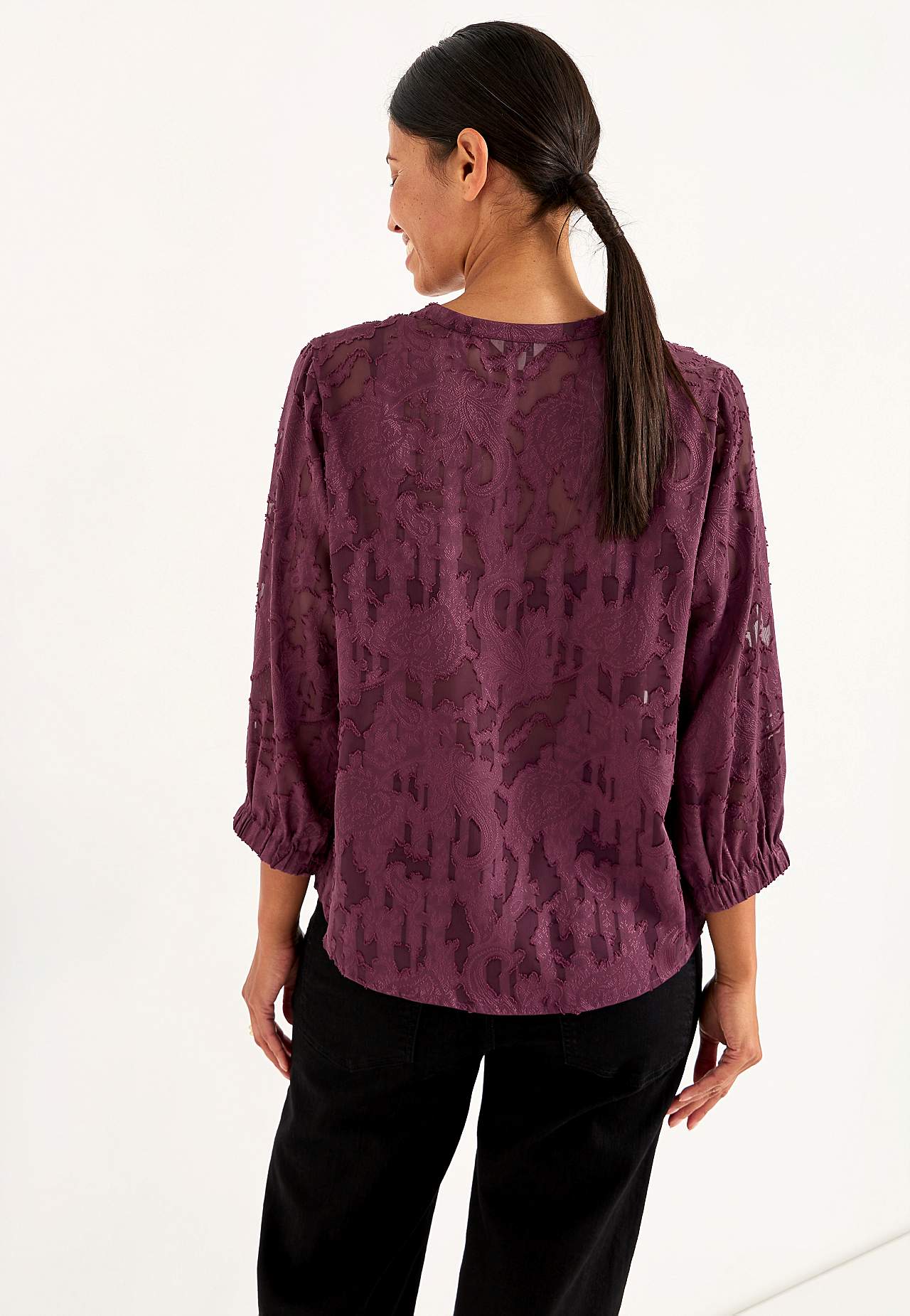 Durchsichtige Bluse mit Jacquard-Gewebe