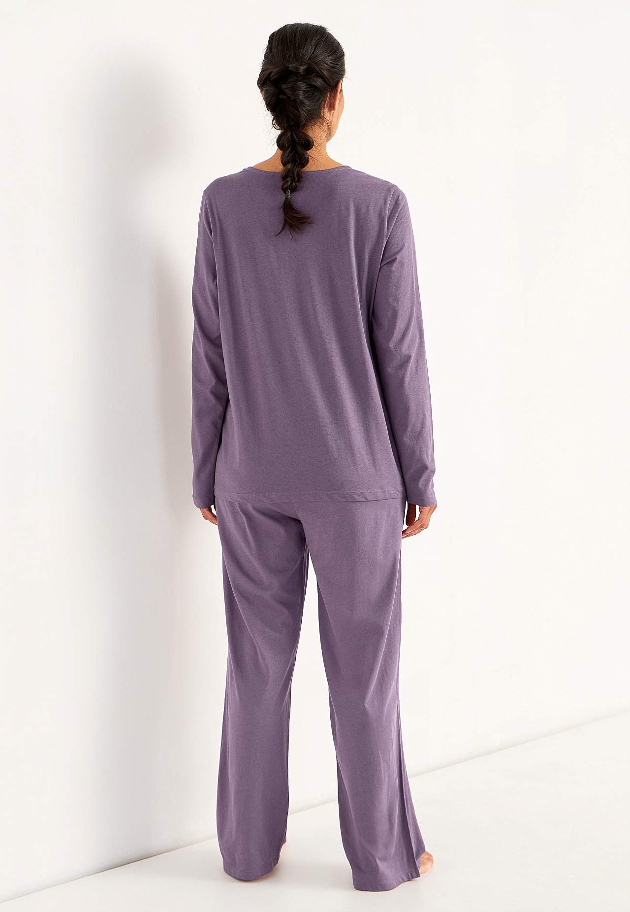 Zweiteiligerer Pyjama mit Spitzenborte