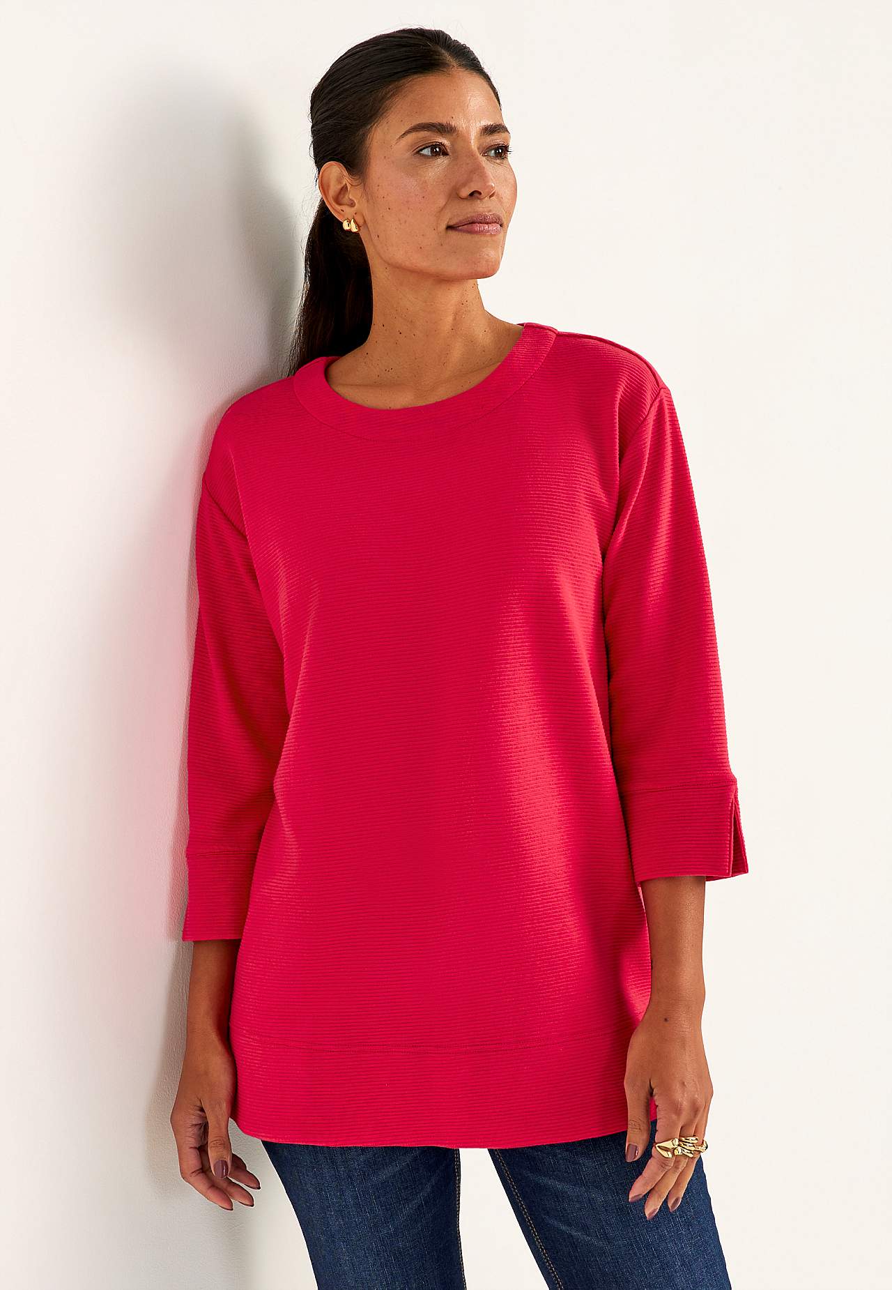 Jersey-Tunika mit Schlitzen