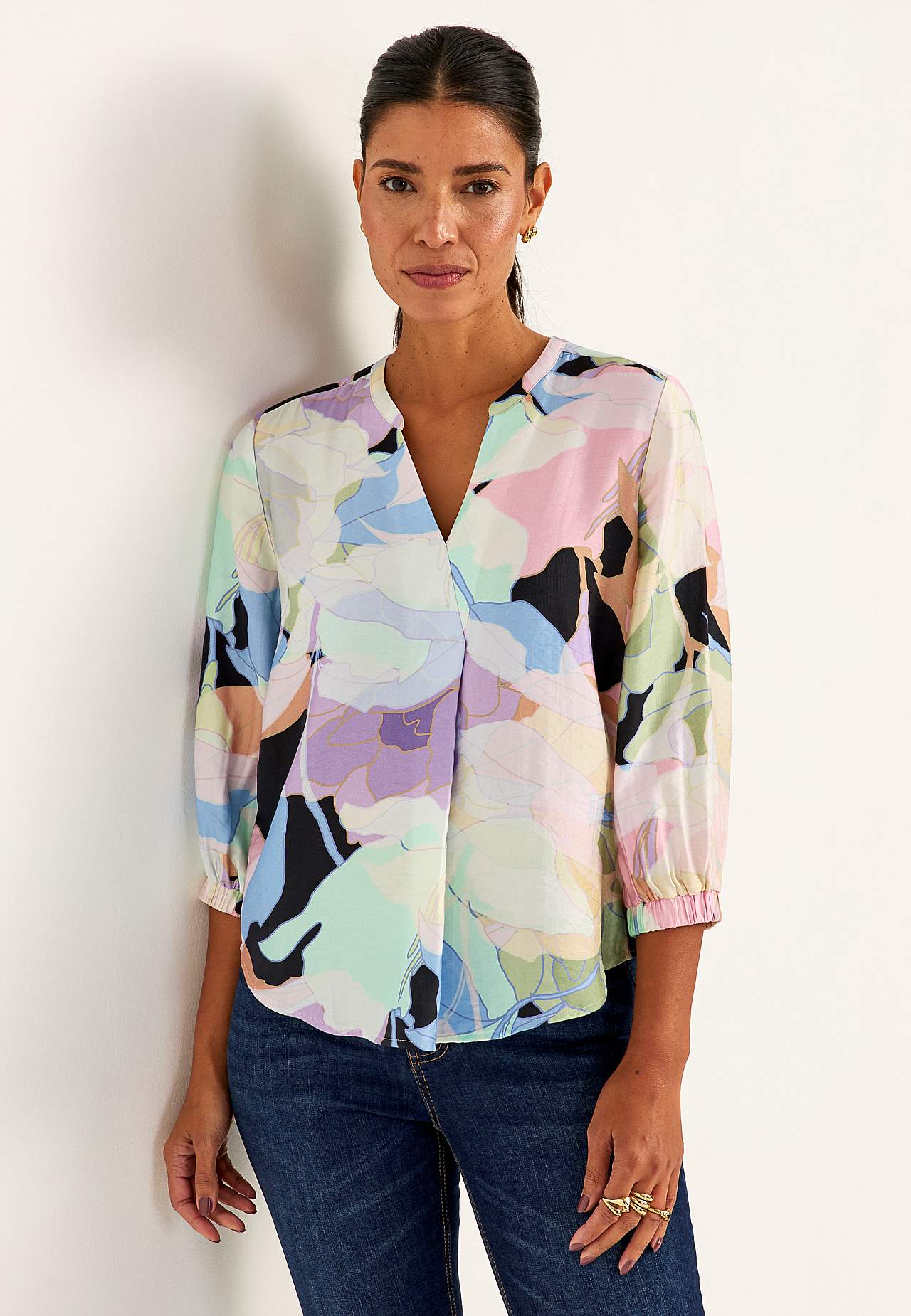 Gewebte, gemusterte Bluse