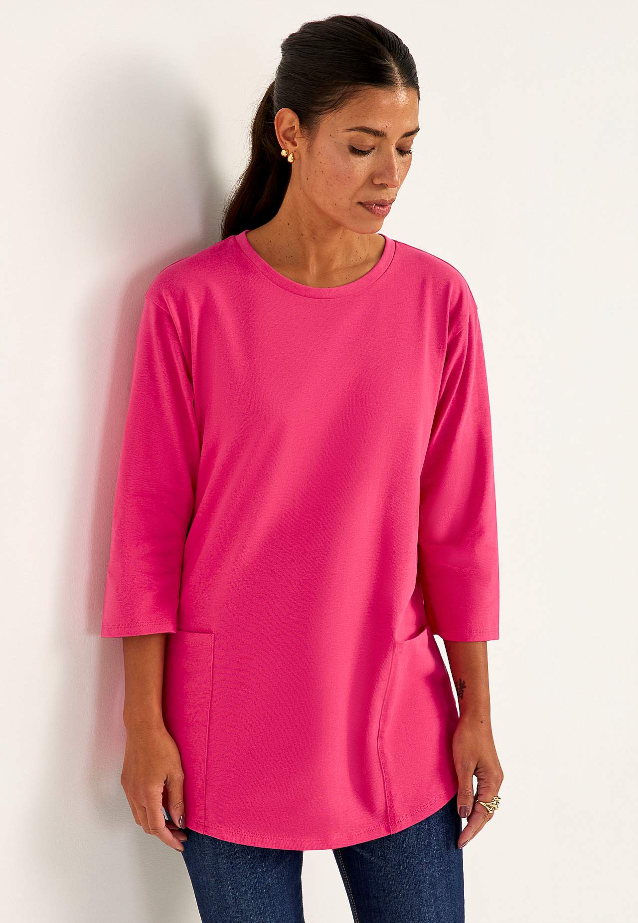 Jersey-Tunika aus Bio-Baumwolle mit Taschen