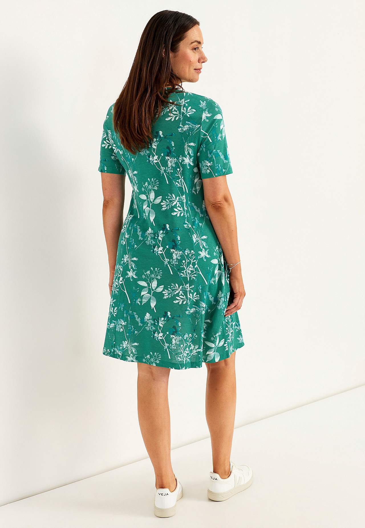 Gemustertes Jerseykleid mit Taschen