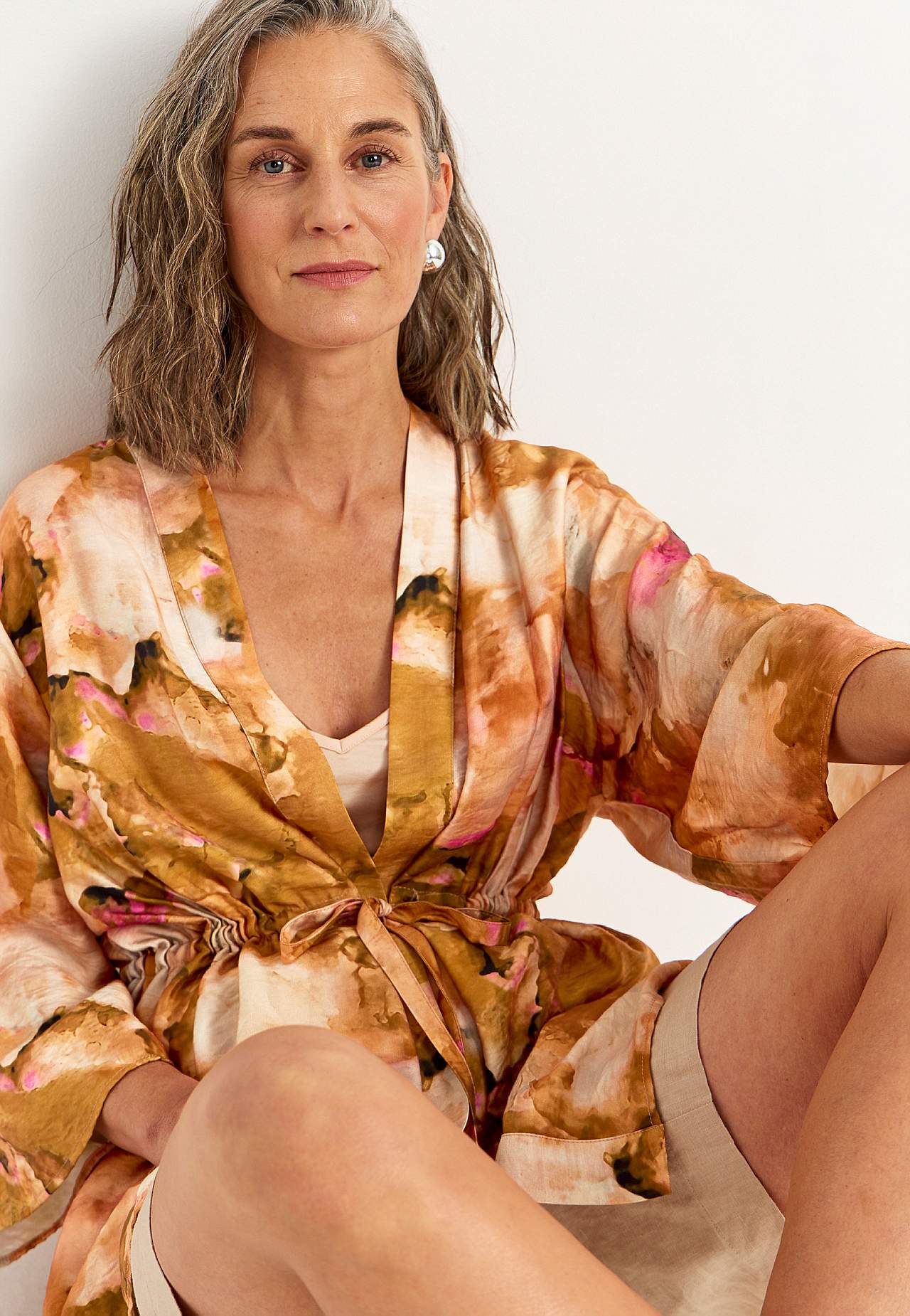 Gemusterte, flexible Kimono-Jacke